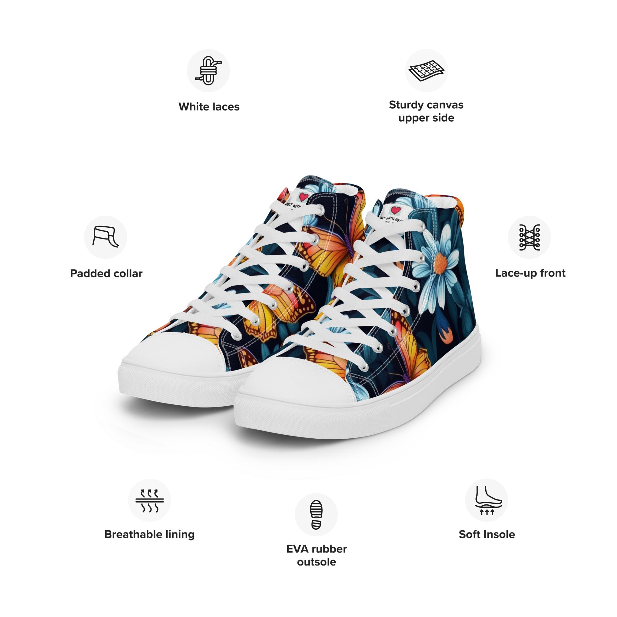 Butterfly Lover's Nature Inspired Men's High Top Sneakers