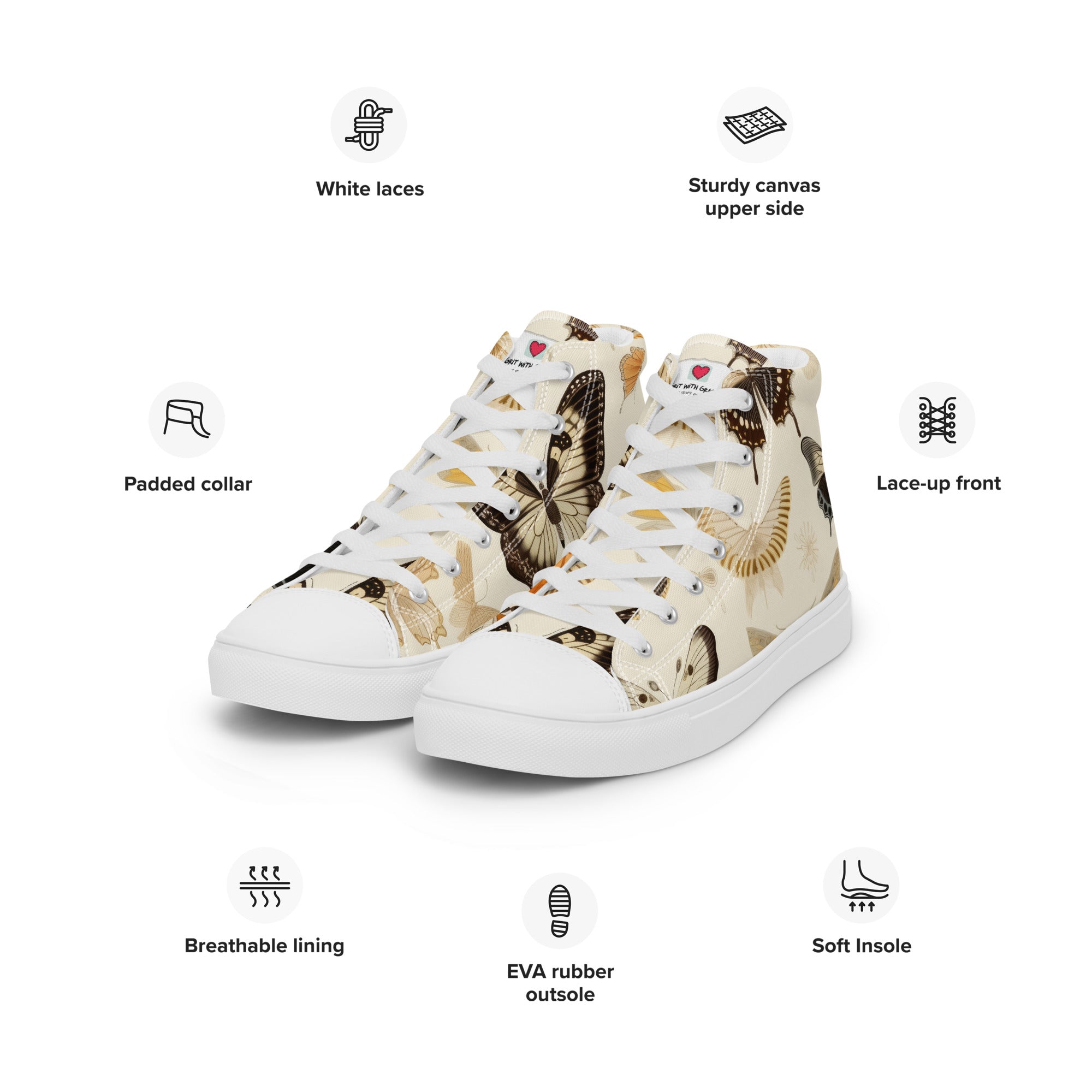 Butterfly Lover's Nature Inspired Men's High Top Sneakers