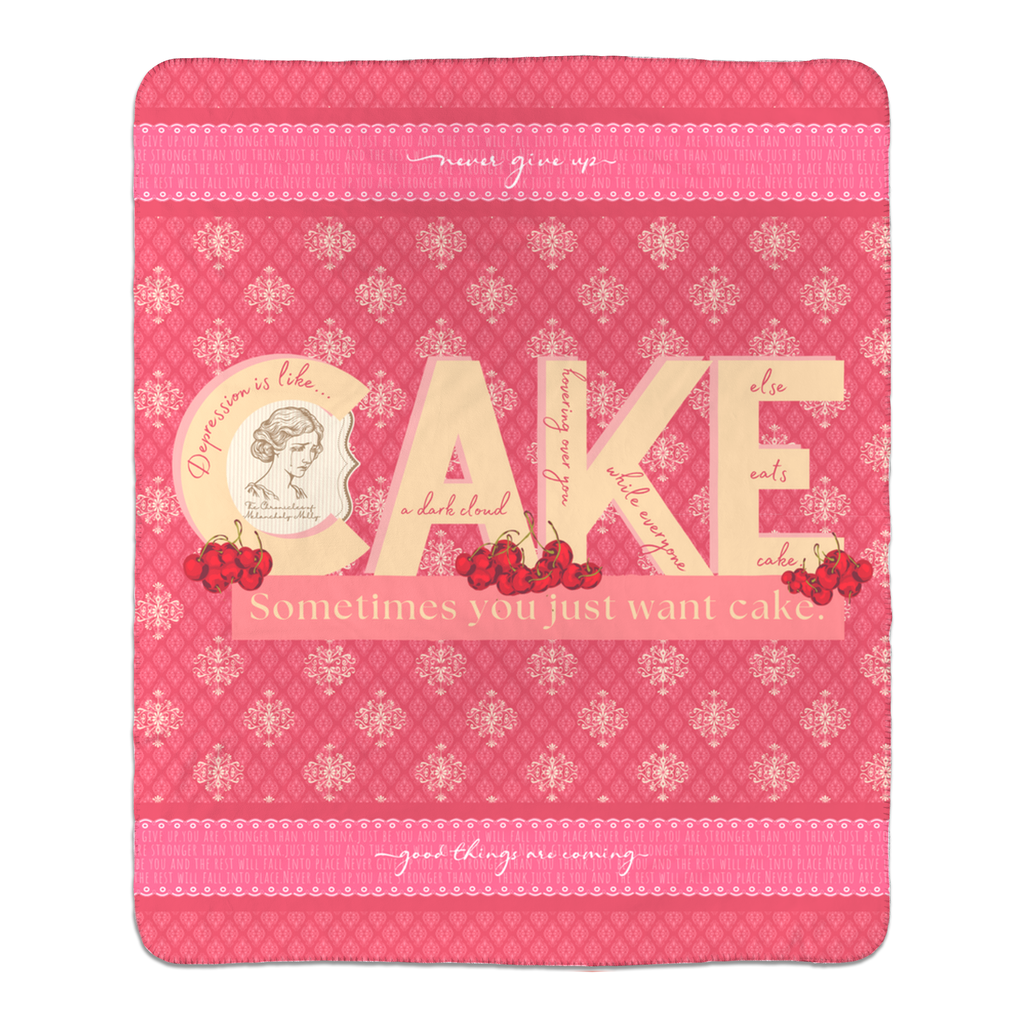 Melancholy Mollie 'When You Crave Comfort and Cake' Fleece Sherpa Blanket