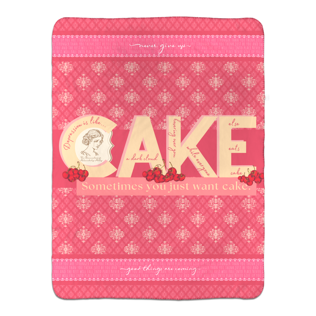 Melancholy Mollie 'When You Crave Comfort and Cake' Fleece Sherpa Blanket