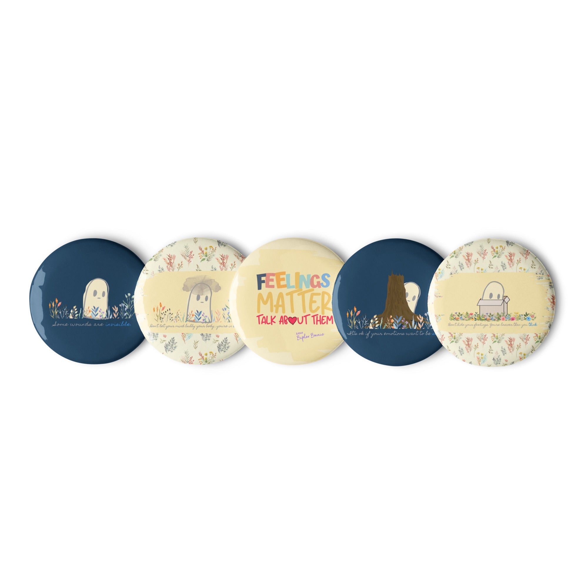 Invisible Ghost Series Set of pin buttons