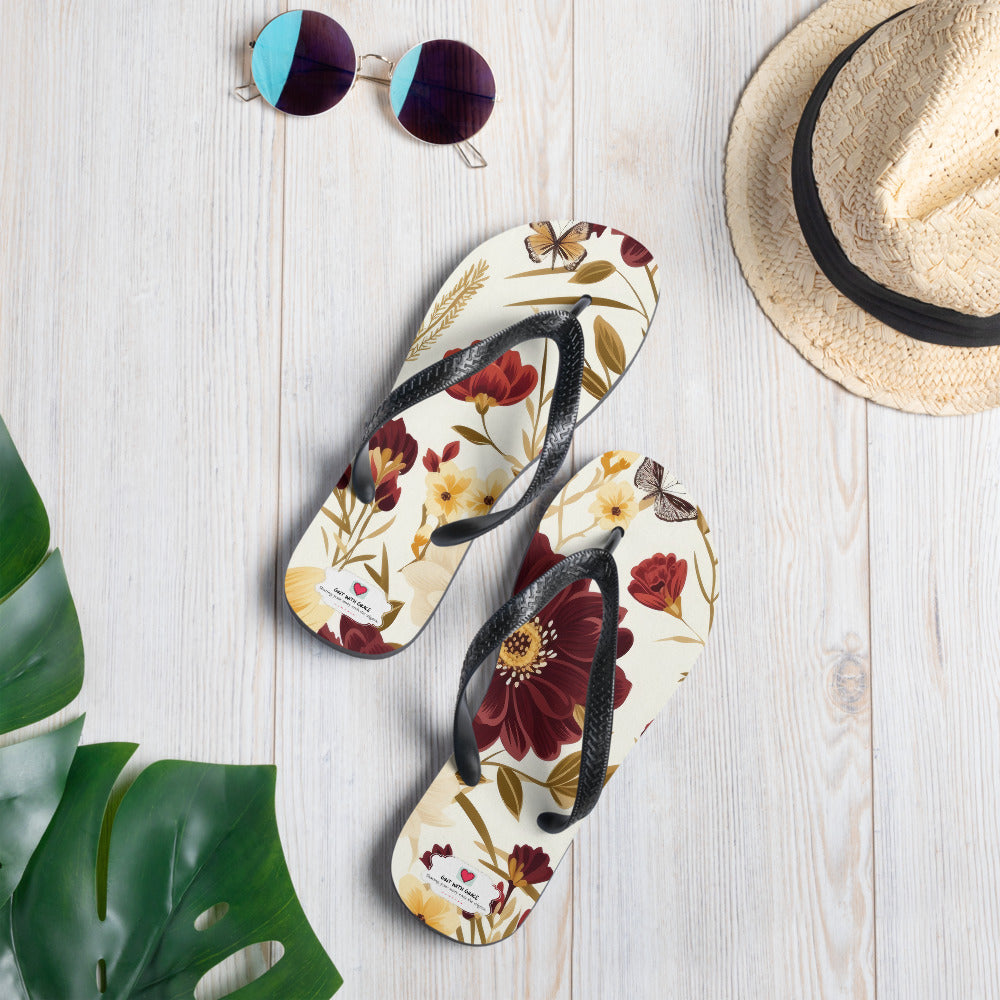 Floral Lover's Botanical Beach Slip On Flip Flops