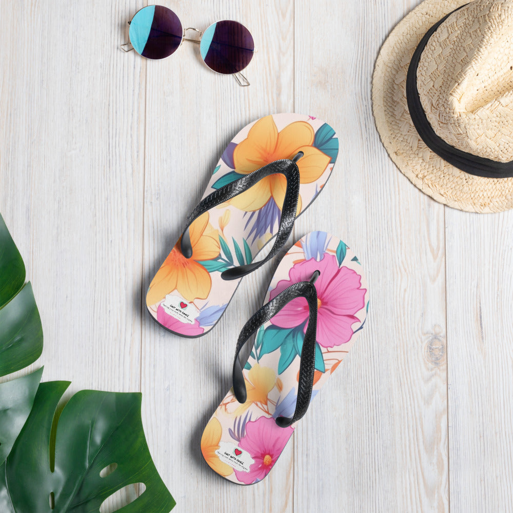 Floral Lover's Botanical Beach Slip On Flip Flops