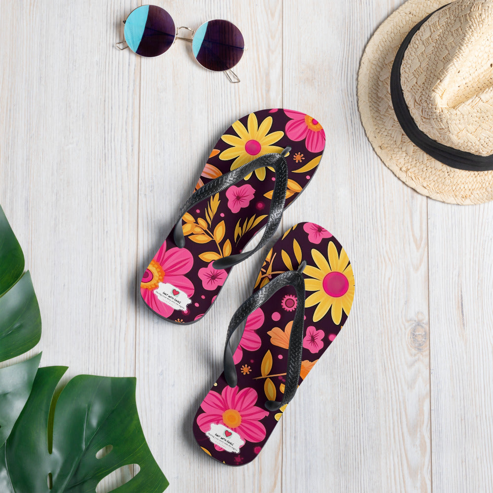 Floral Lover's Botanical Beach Slip On Flip Flops