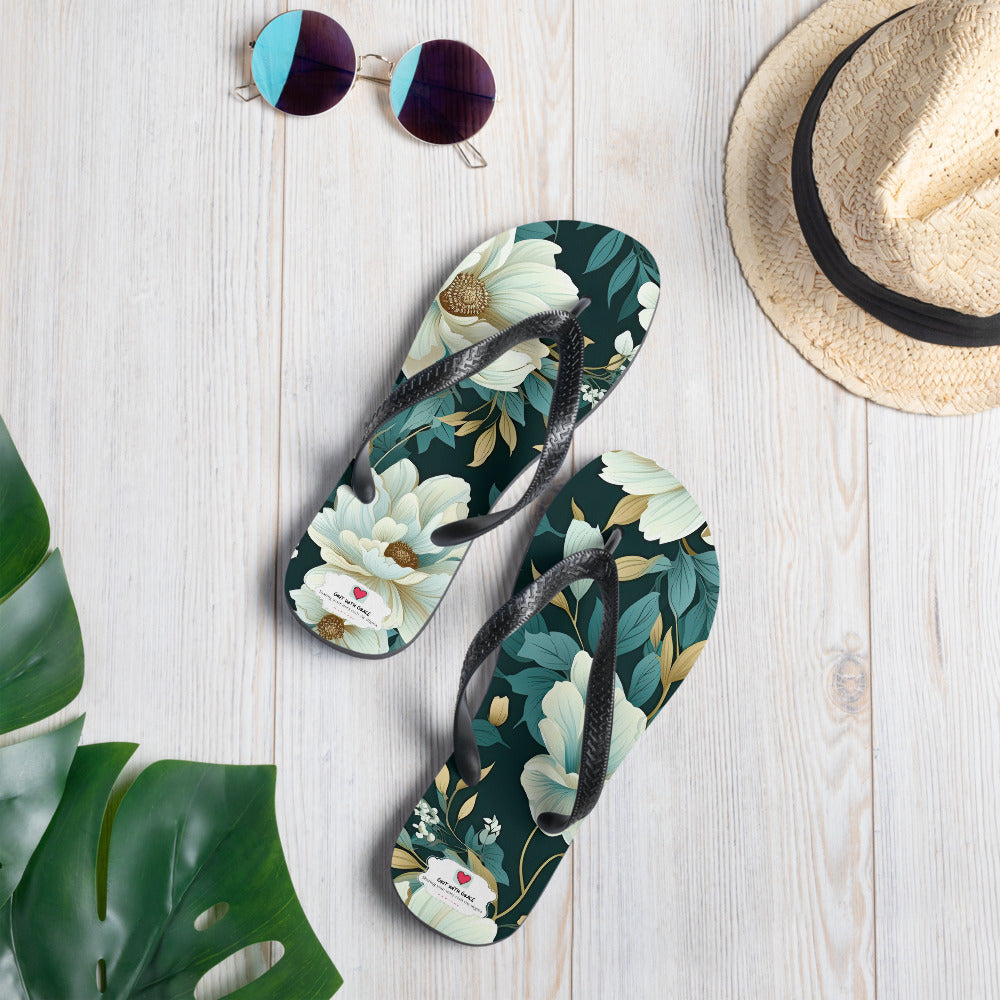 Floral Lover's Botanical Beach Slip On Flip Flops