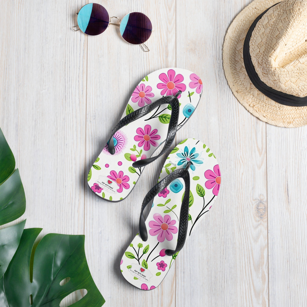 Floral Lover's Botanical Beach Slip On Flip Flops