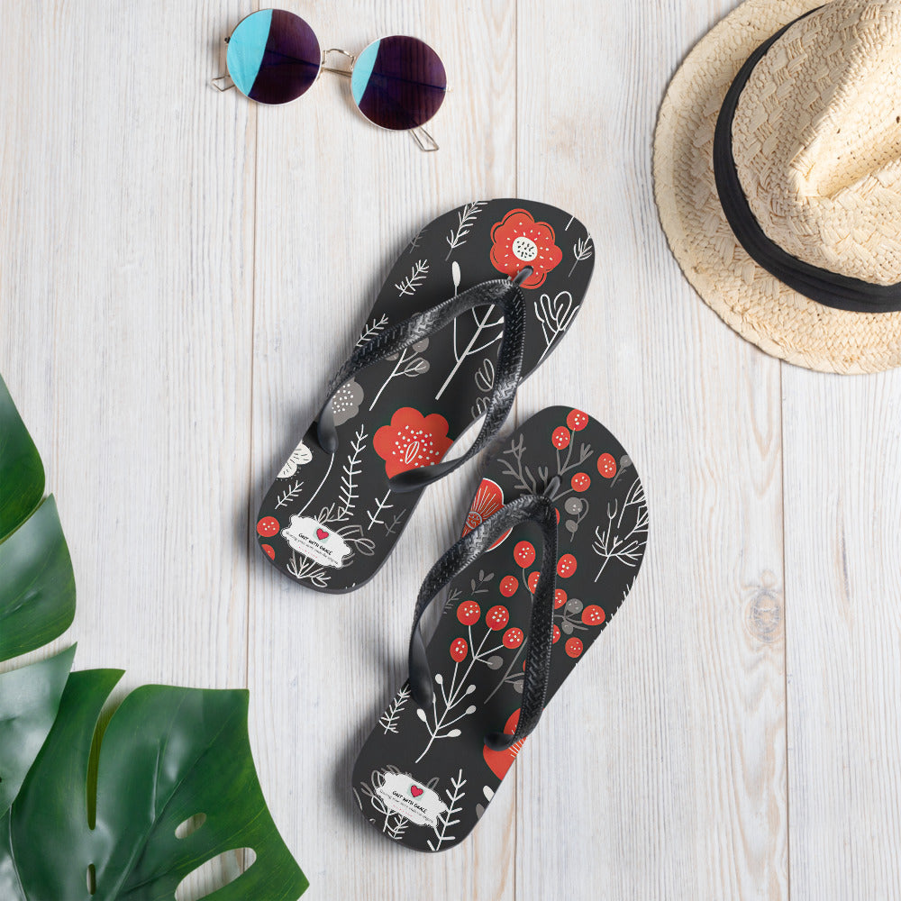 Floral Lover's Botanical Beach Slip On Flip Flops