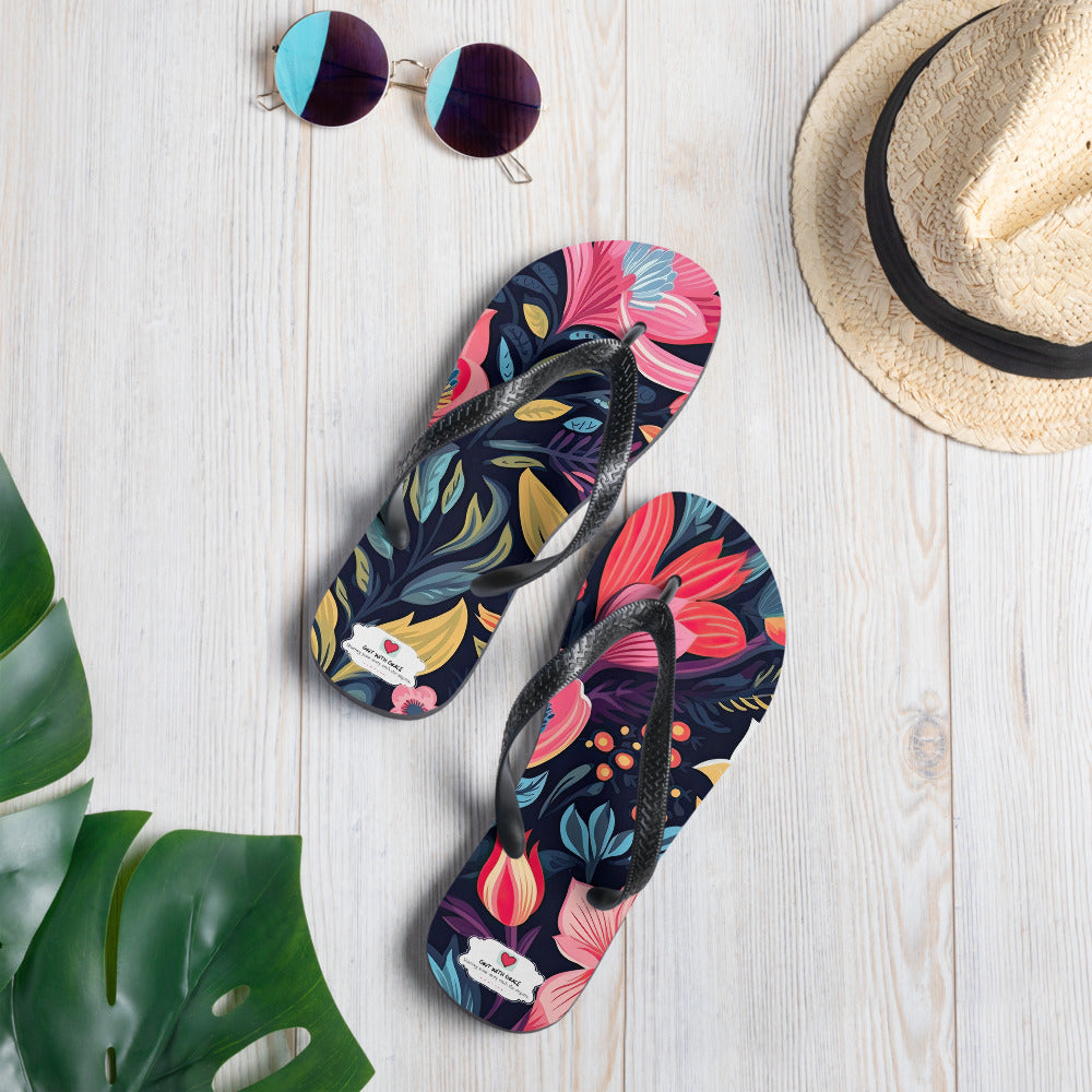 Floral Lover's Botanical Beach Slip On Flip Flops