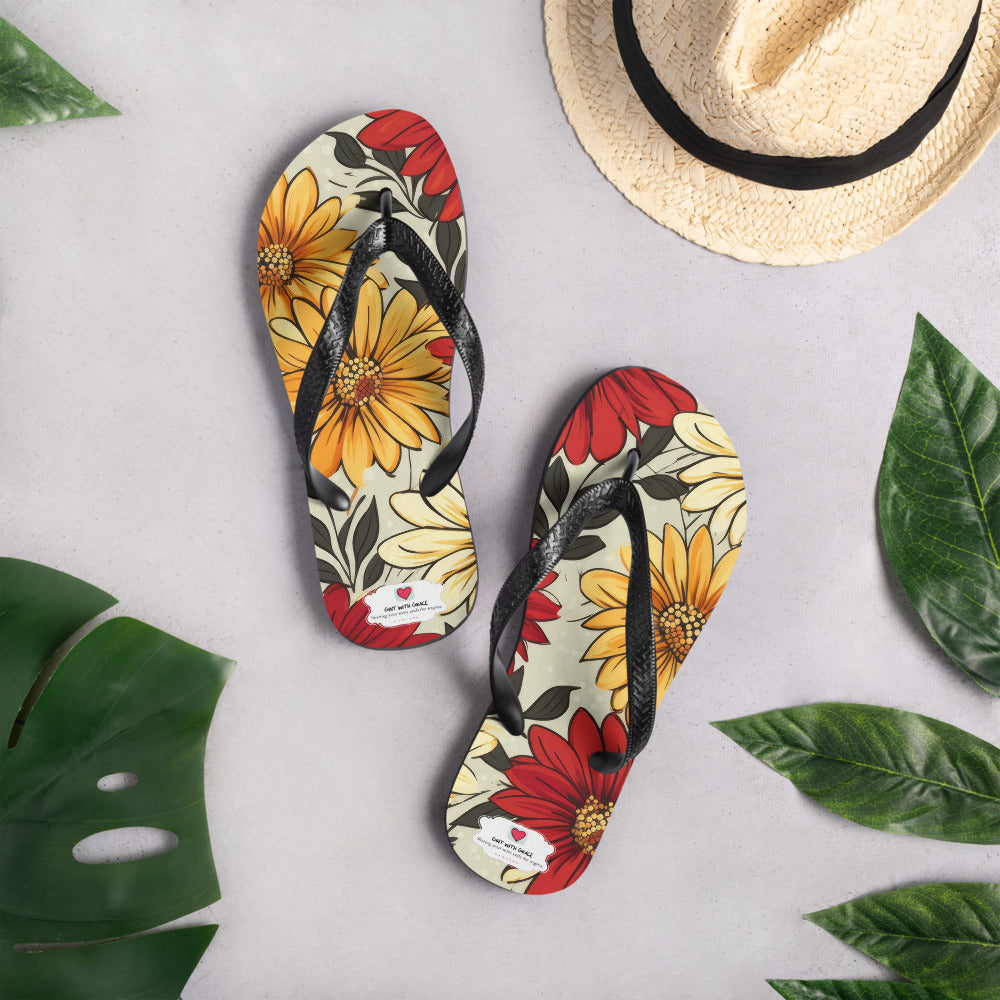 Floral Lover's Botanical Beach Slip On Flip Flops