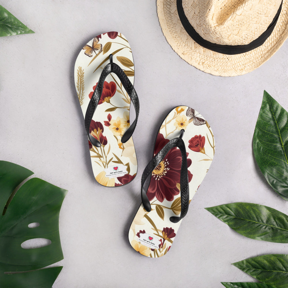 Floral Lover's Botanical Beach Slip On Flip Flops