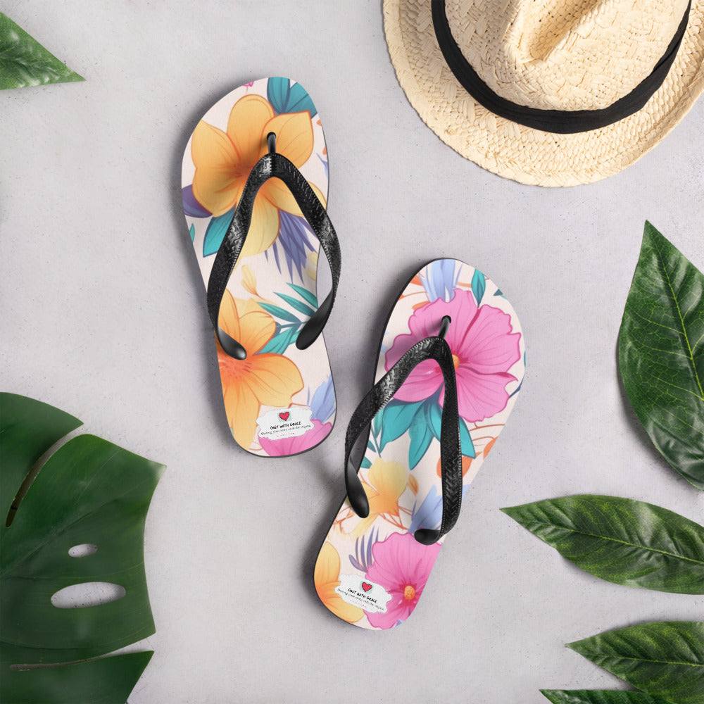Floral Lover's Botanical Beach Slip On Flip Flops