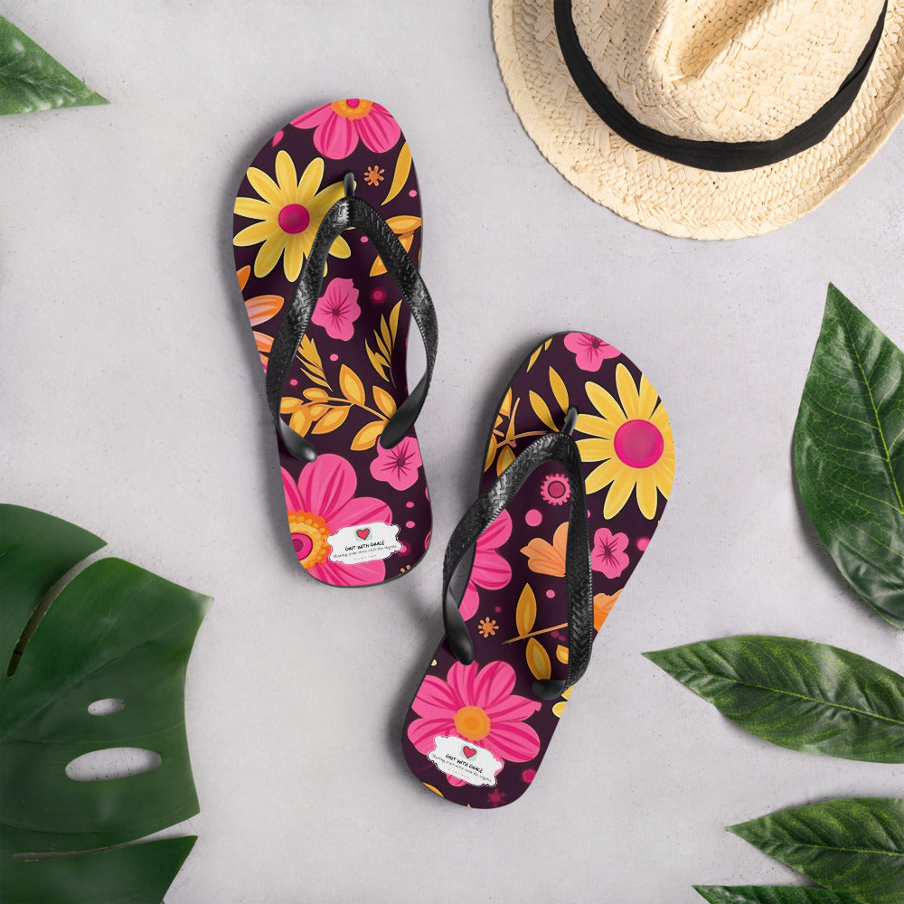 Floral Lover's Botanical Beach Slip On Flip Flops