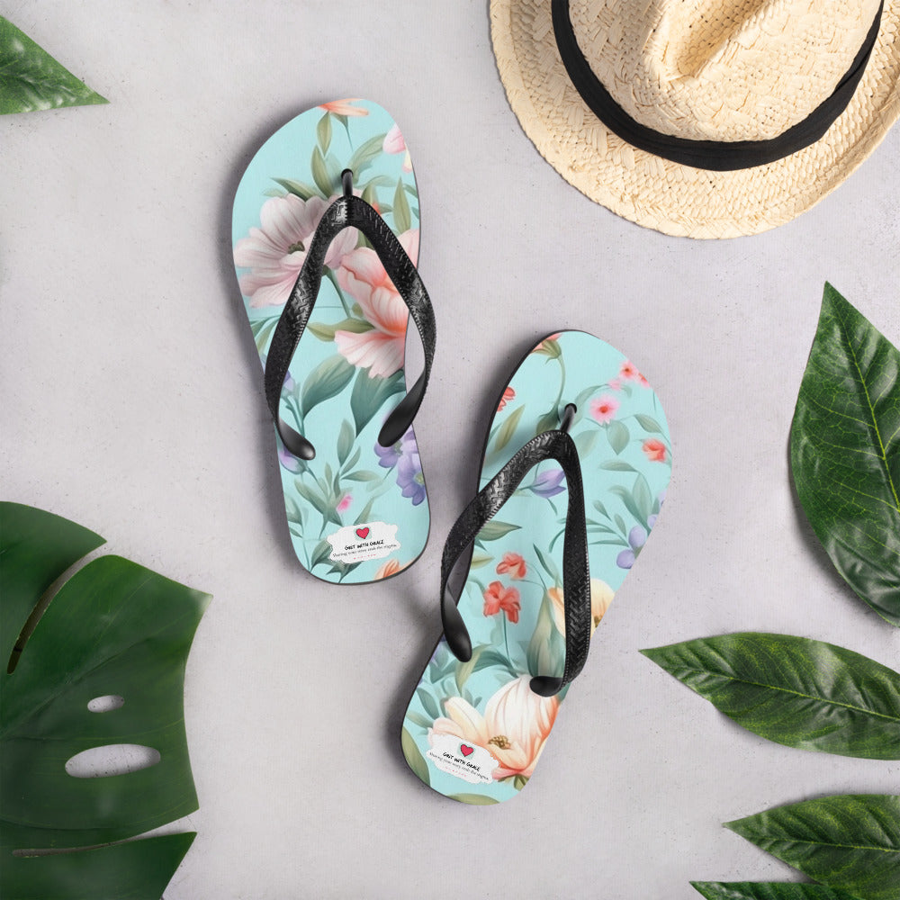 Floral Lover's Botanical Beach Slip On Flip Flops
