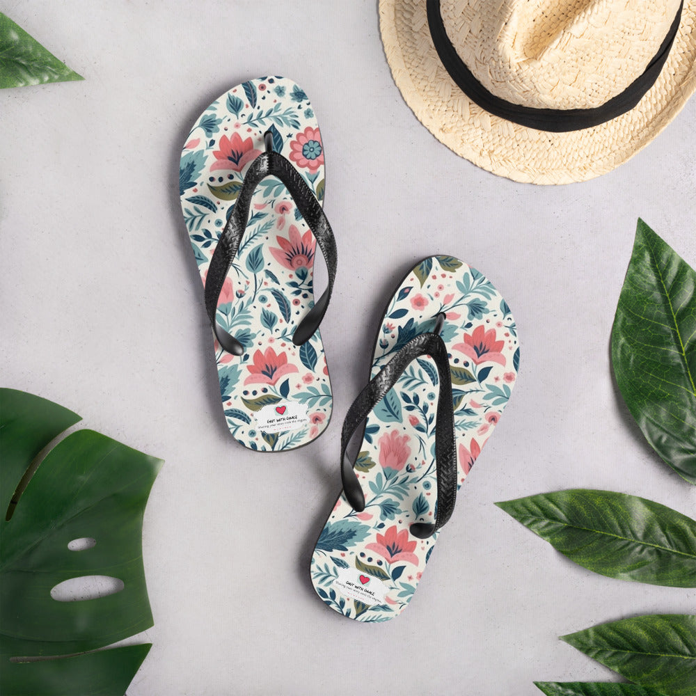 Floral Lover's Botanical Beach Slip On Flip Flops