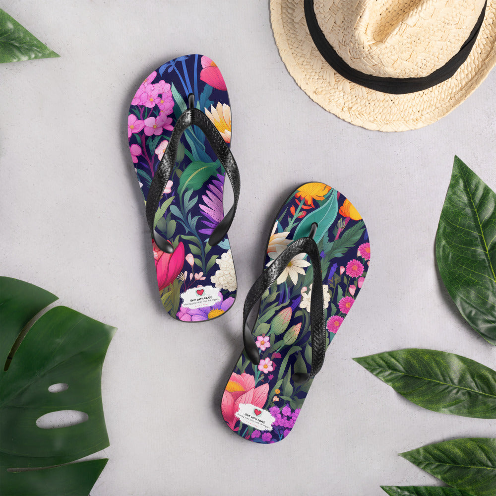 Floral Lover's Botanical Beach Slip On Flip Flops