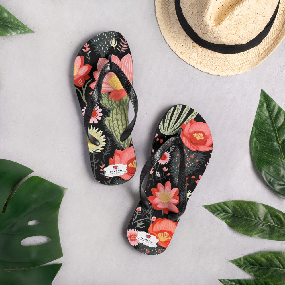 Floral Lover's Botanical Beach Slip On Flip Flops