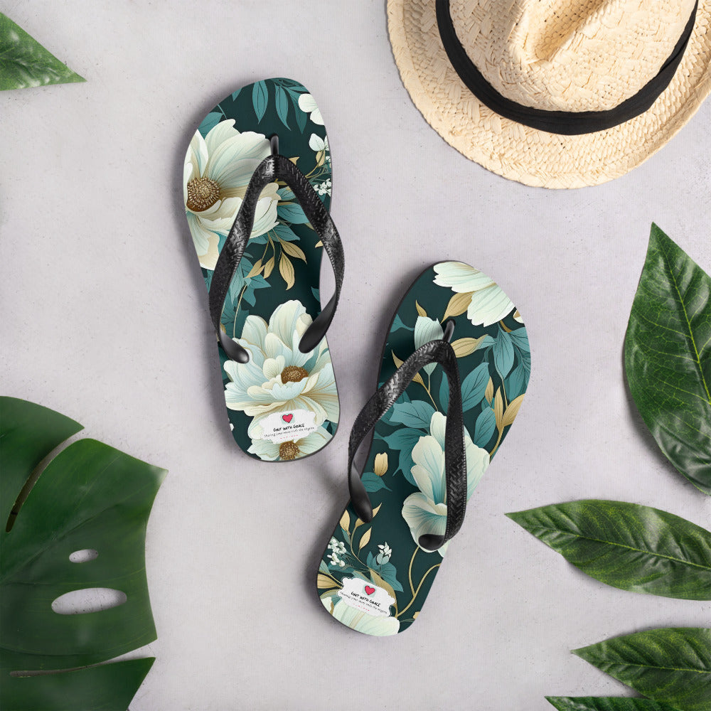 Floral Lover's Botanical Beach Slip On Flip Flops