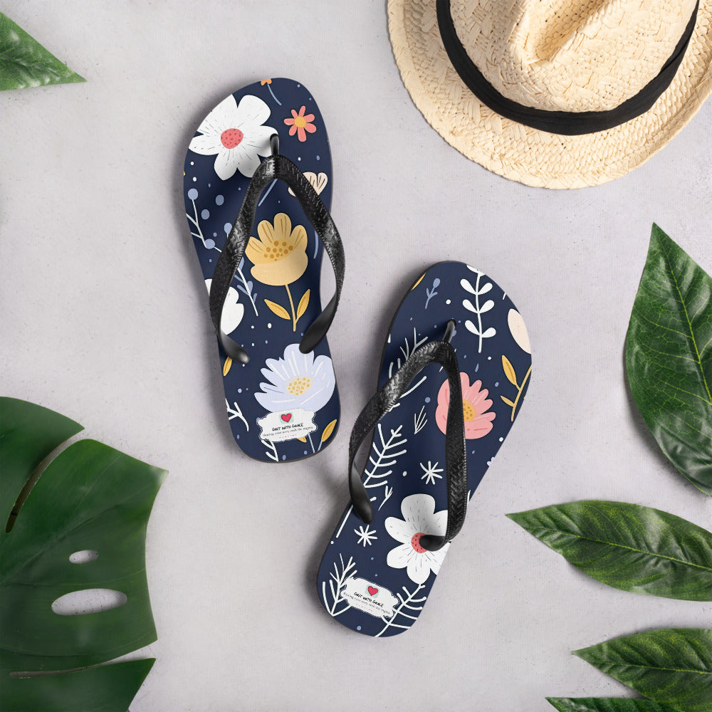 Floral Lover's Botanical Beach Slip On Flip Flops