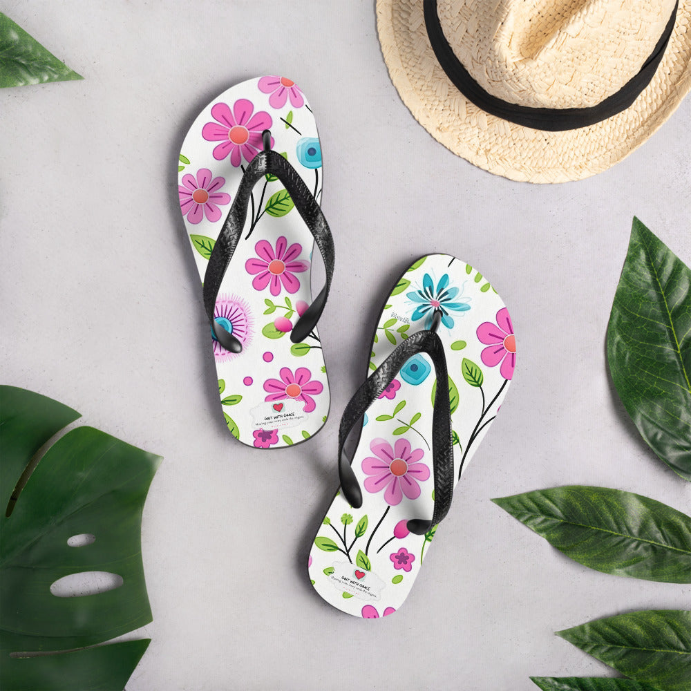 Floral Lover's Botanical Beach Slip On Flip Flops