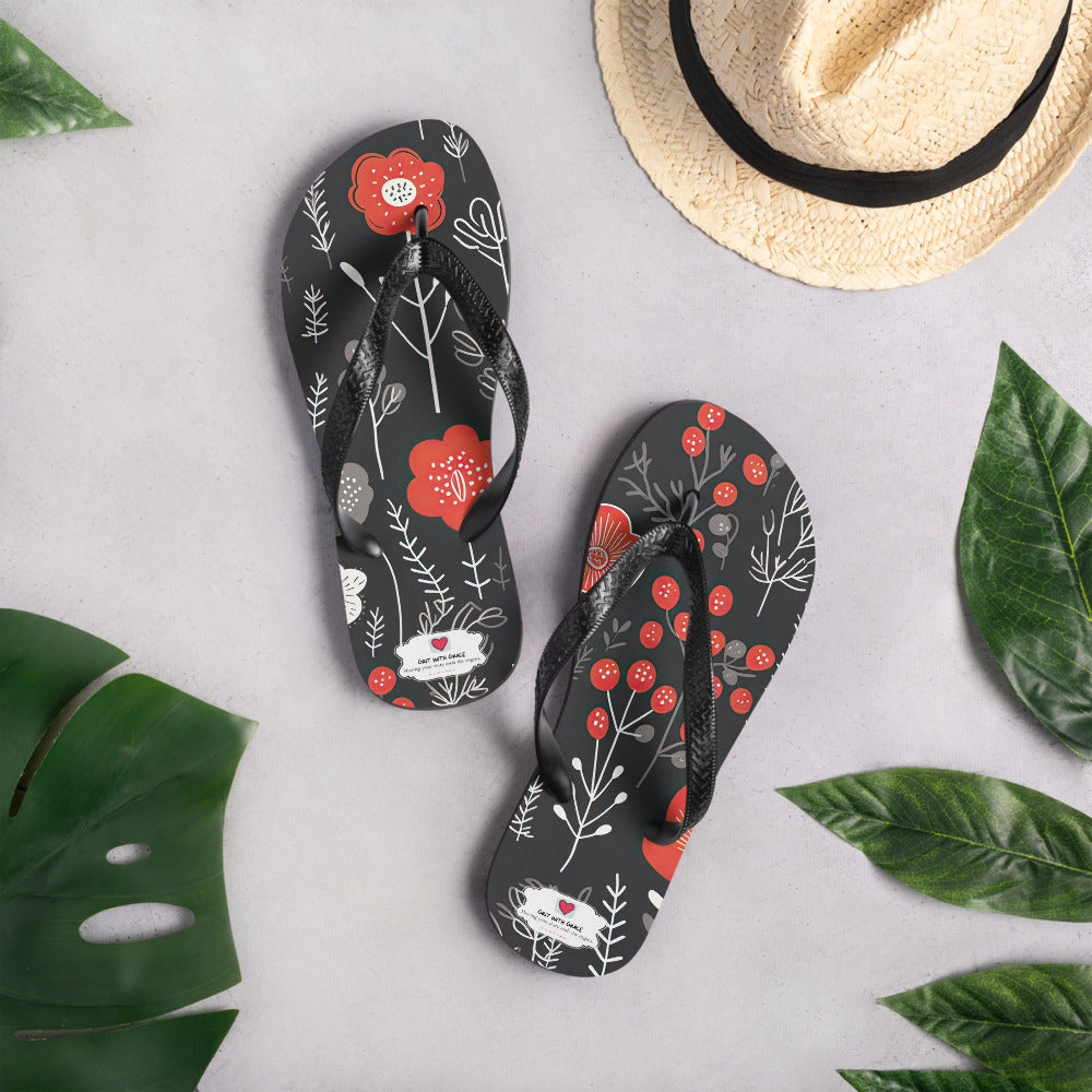 Floral Lover's Botanical Beach Slip On Flip Flops