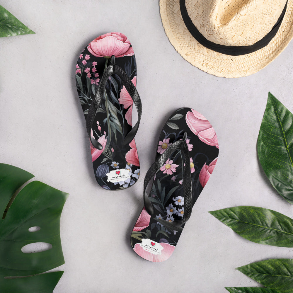 Floral Lover's Botanical Beach Slip On Flip Flops