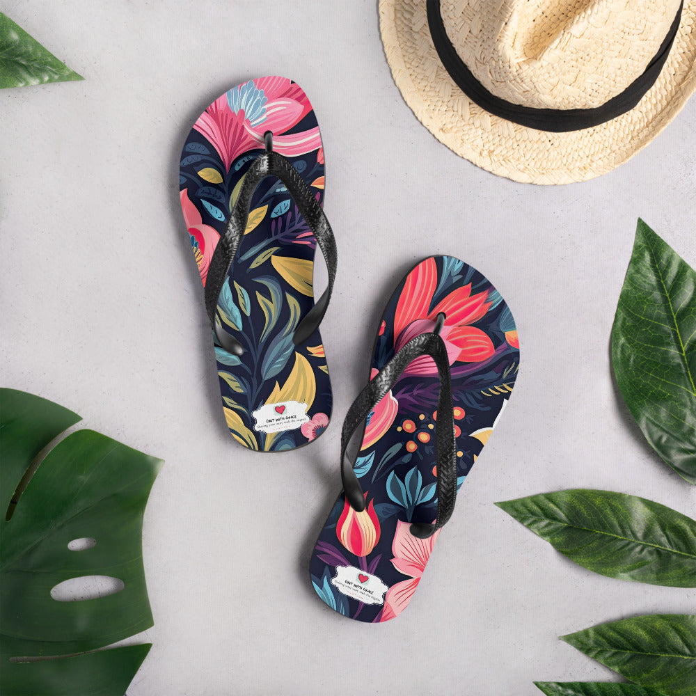 Floral Lover's Botanical Beach Slip On Flip Flops