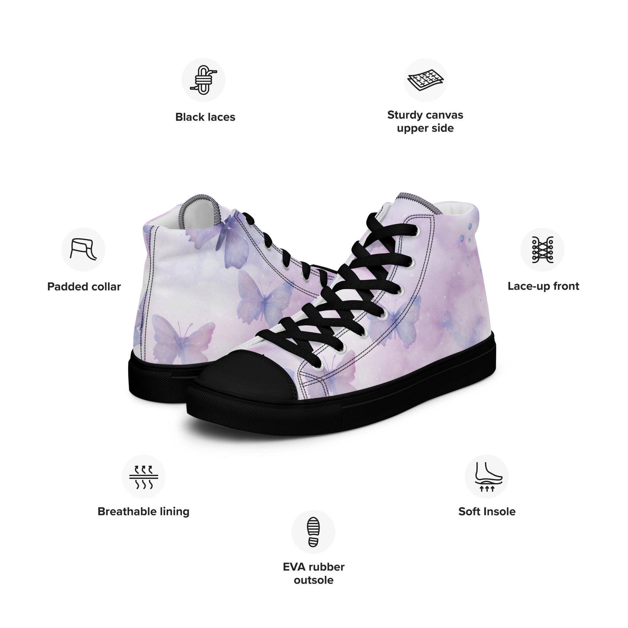 Butterfly Lover's Stylish Yet Durable Women's High Top Sneakers
