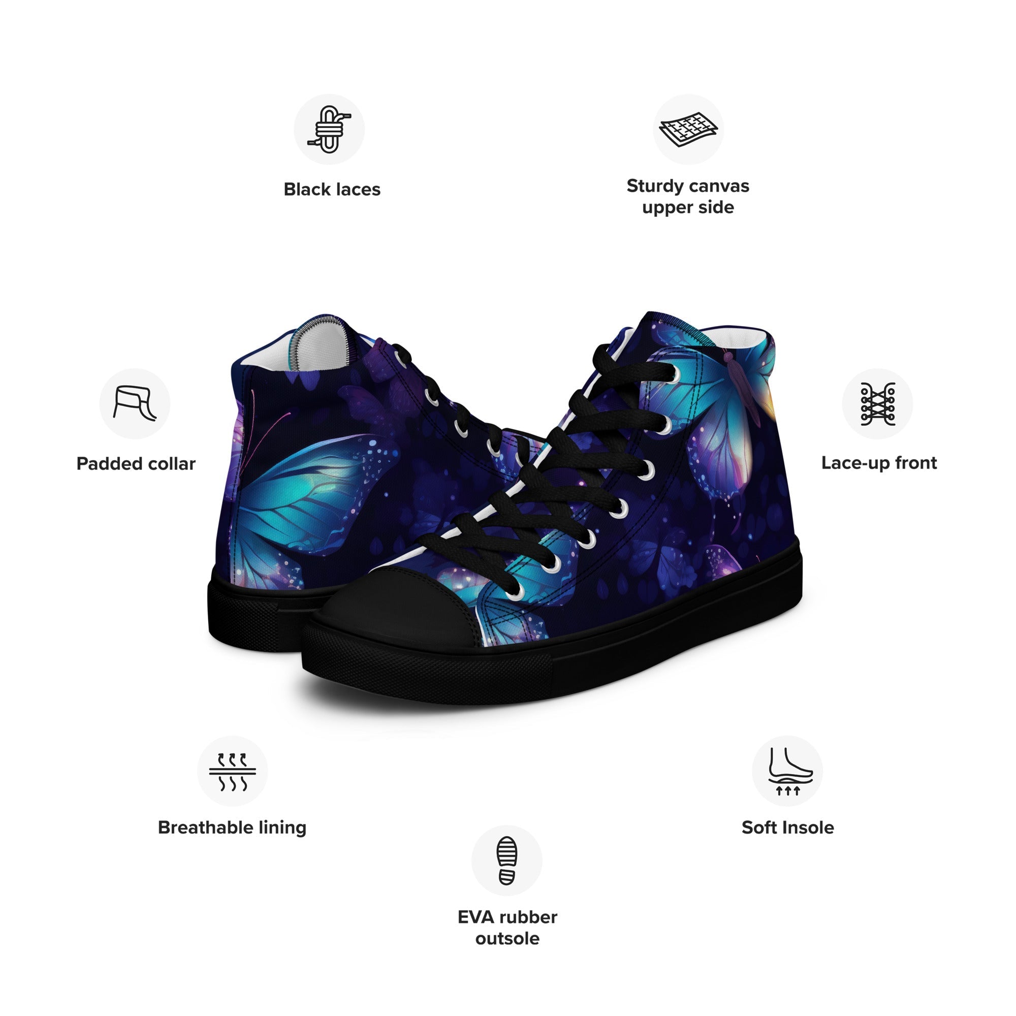 Butterfly Lover's Stylish Yet Durable Women's High Top Sneakers