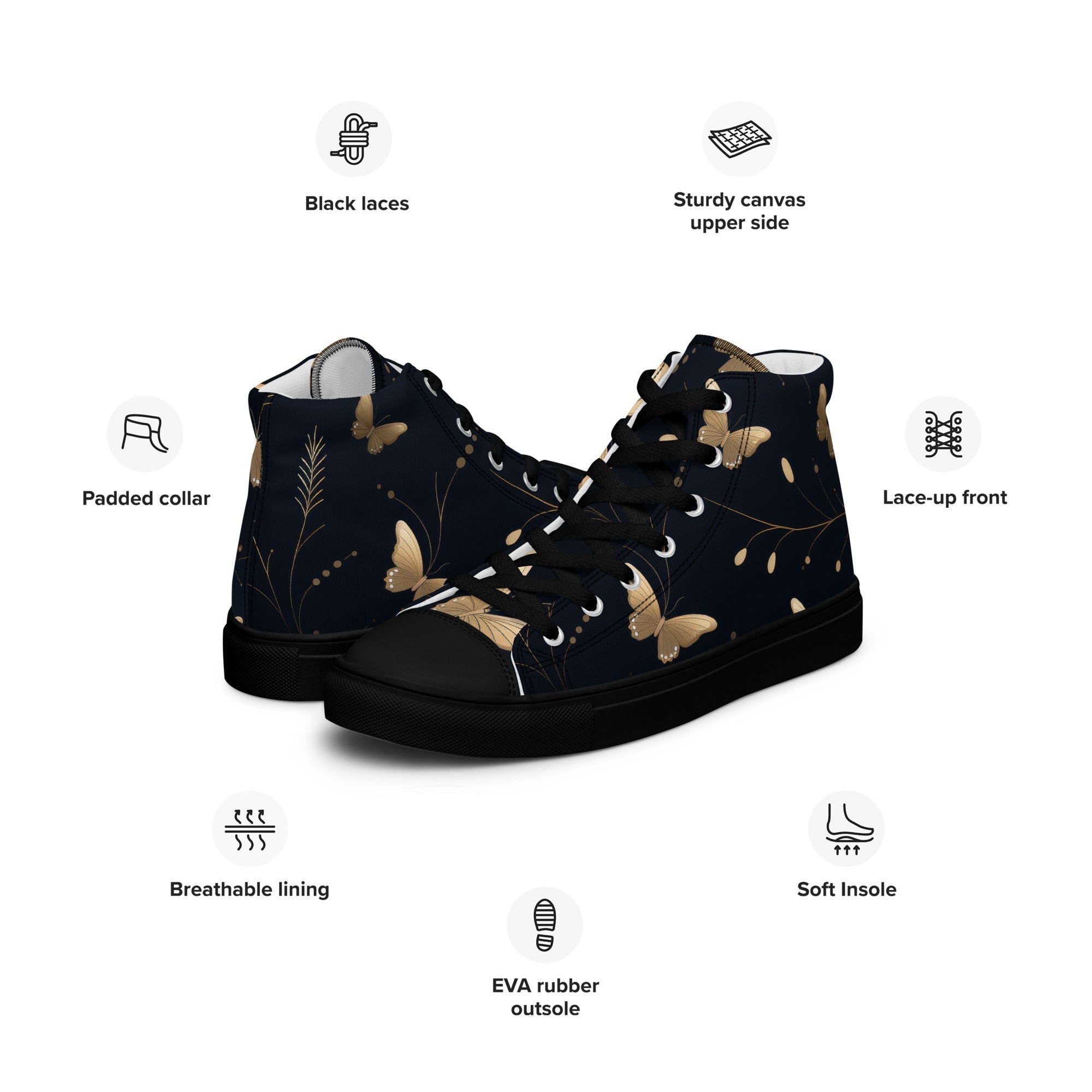 Butterfly Lover's Stylish Yet Durable Women's High Top Sneakers