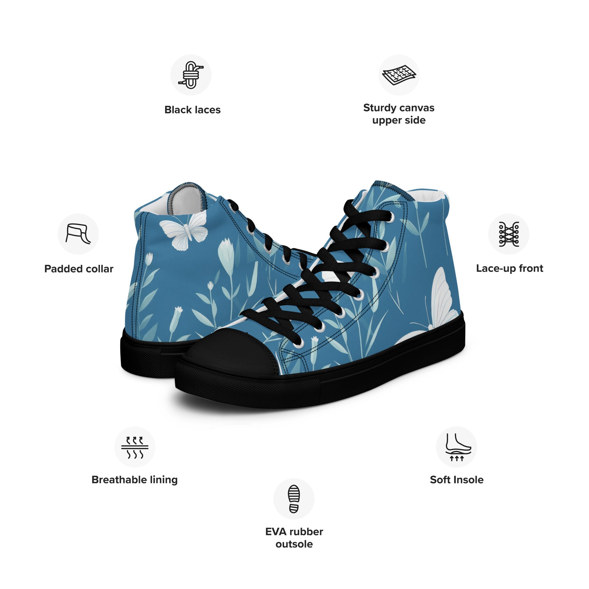 Butterfly Lover's Stylish Yet Durable Women's High Top Sneakers
