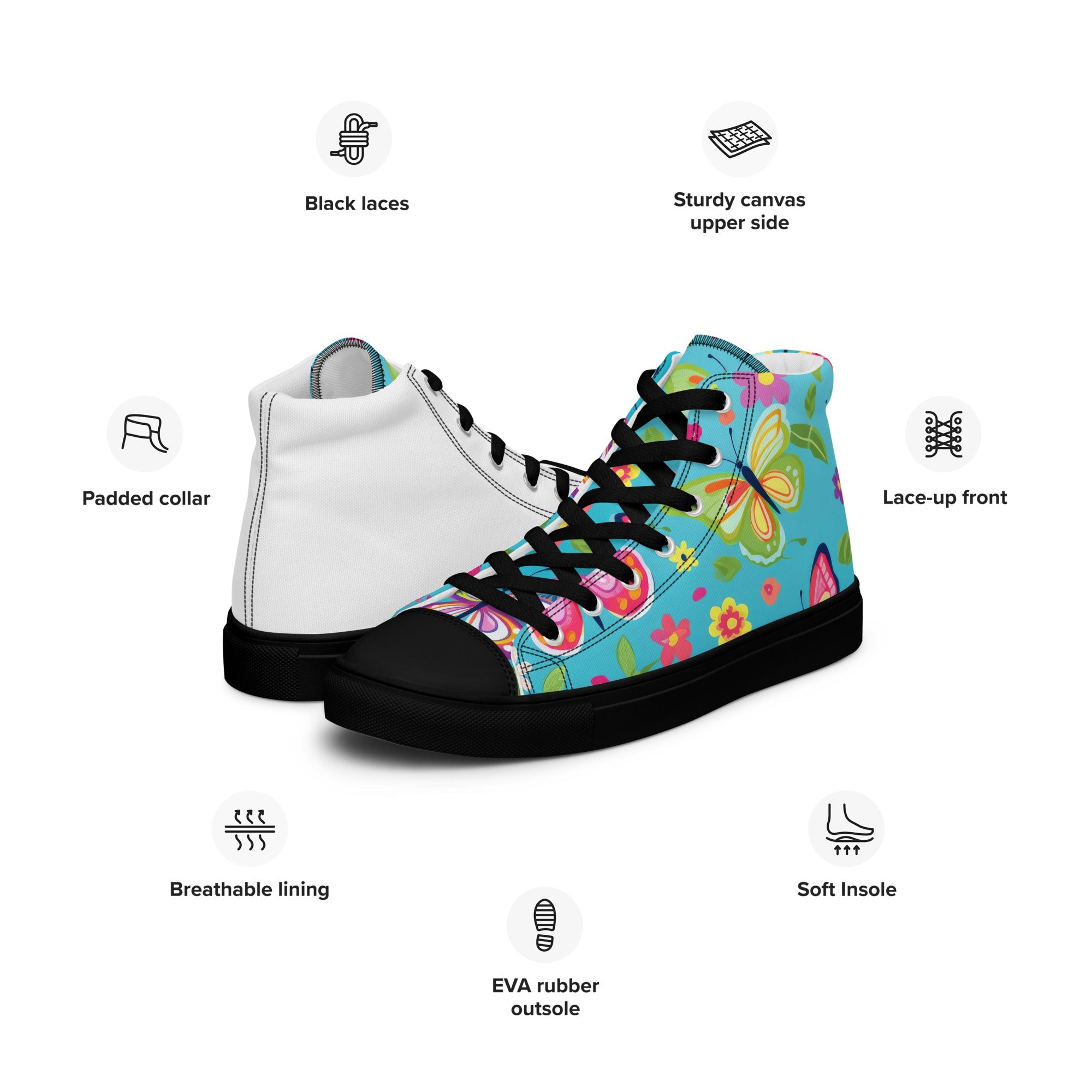 Butterfly Lover's Stylish Yet Durable Women's High Top Sneakers