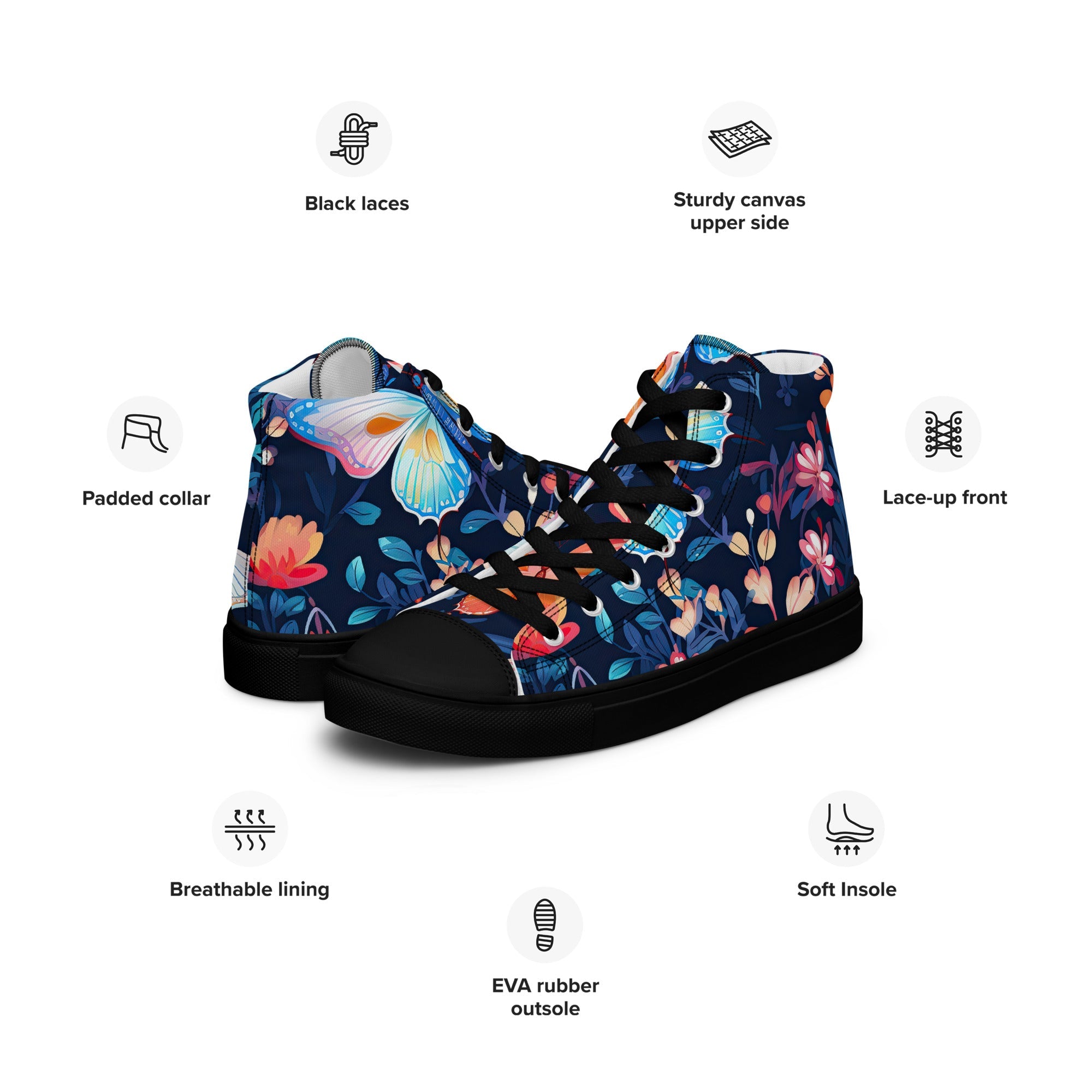 Butterfly Lover's Stylish Yet Durable Women's High Top Sneakers