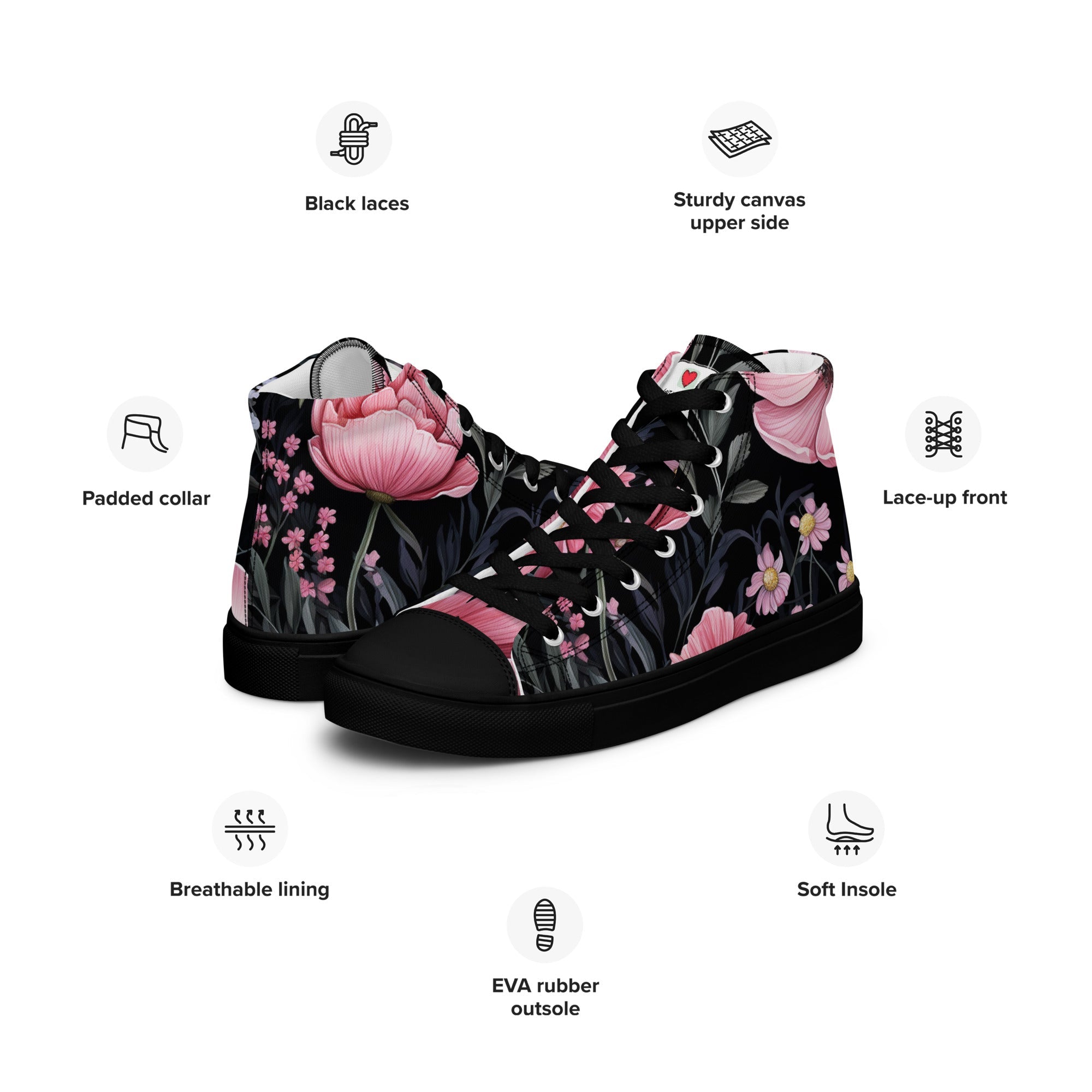 Floral Lover's Women's Botanical Style High Top Sneakers
