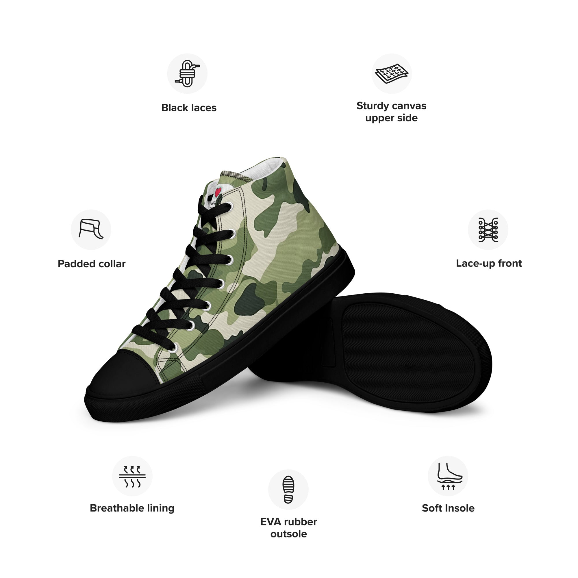 Army Enthusiast Women's High-Top Camouflage Sneakers