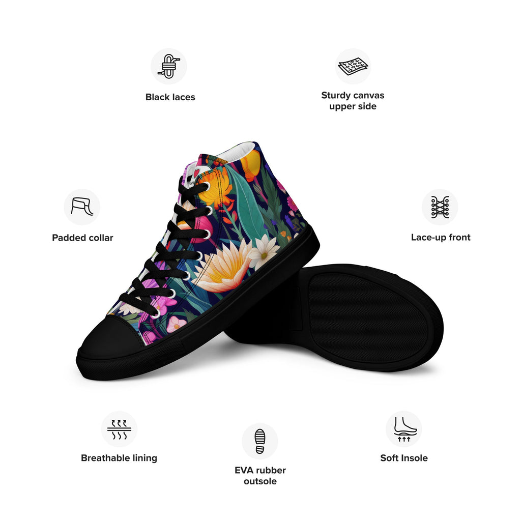 Floral Lover's Women's Botanical Style High Top Sneakers