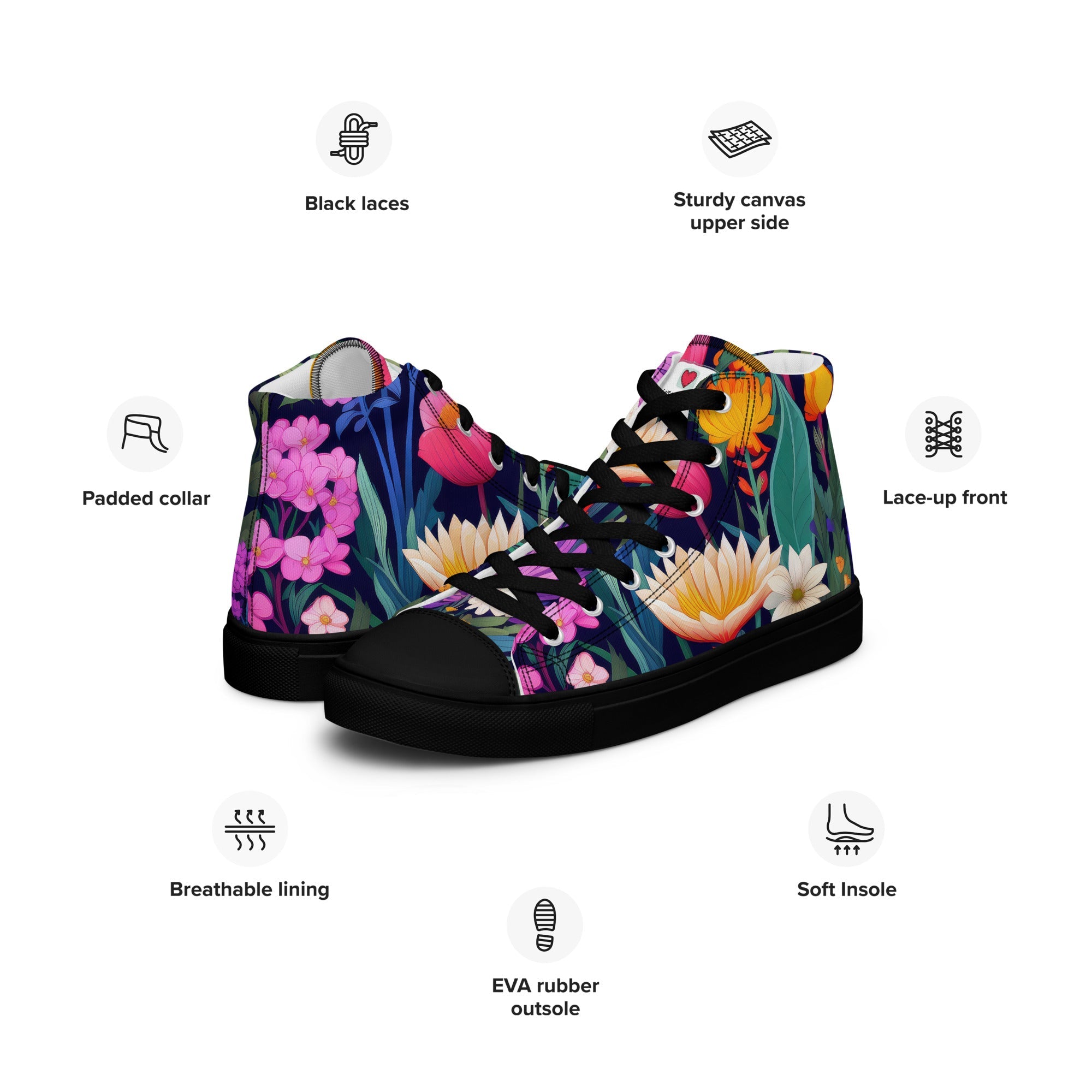 Floral Lover's Women's Botanical Style High Top Sneakers