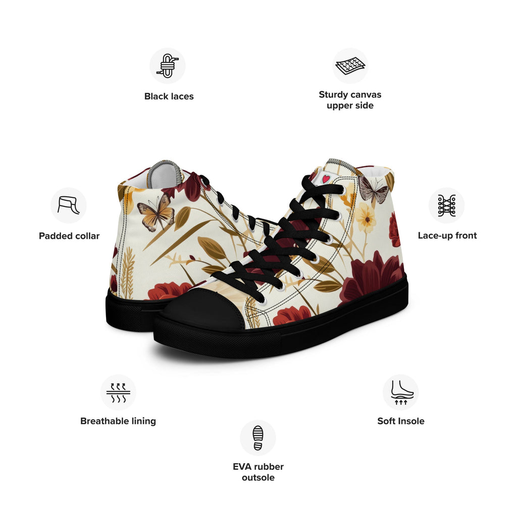 Floral Lover's Women's Botanical Style High Top Sneakers