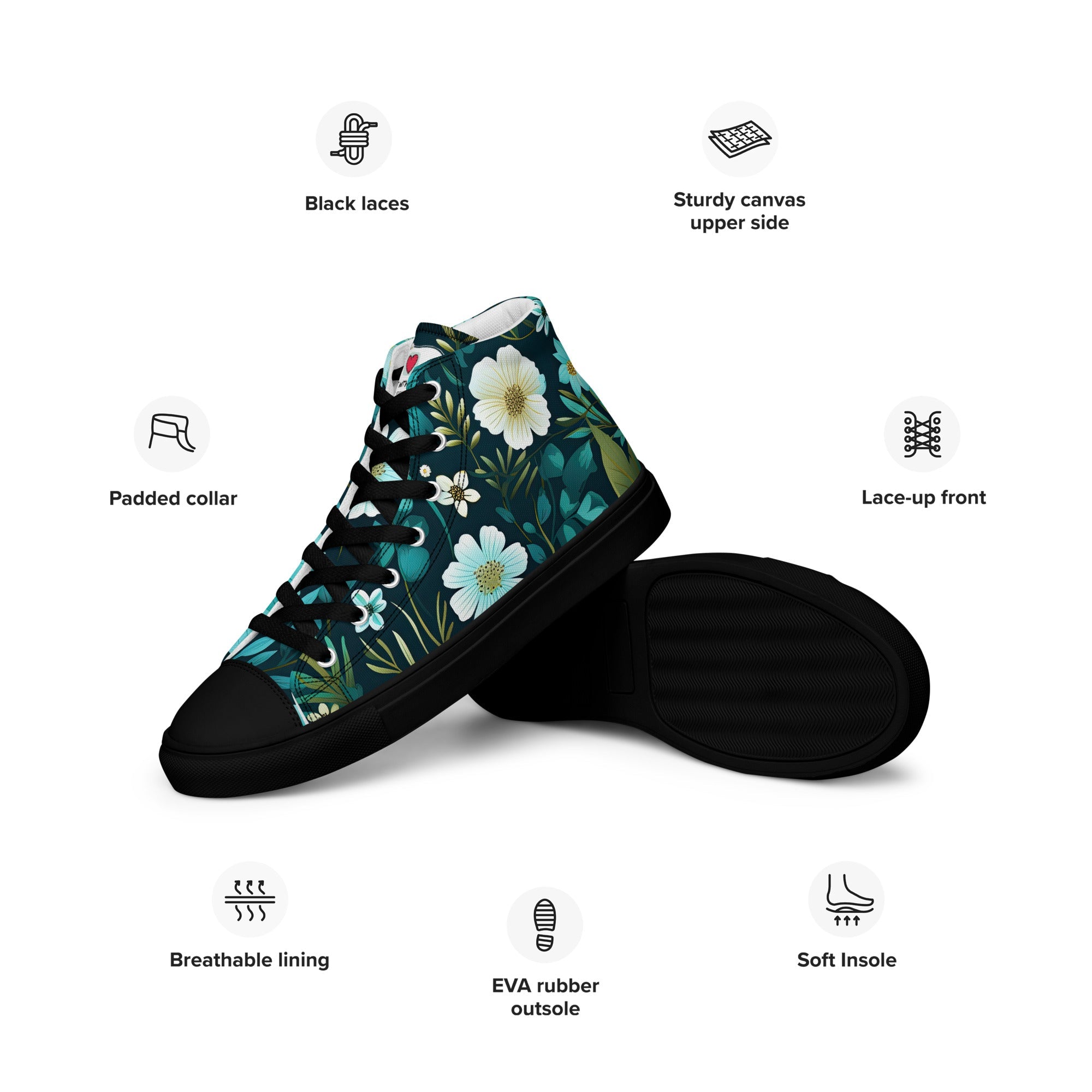 Floral Lover's Women's Botanical Style High Top Sneakers