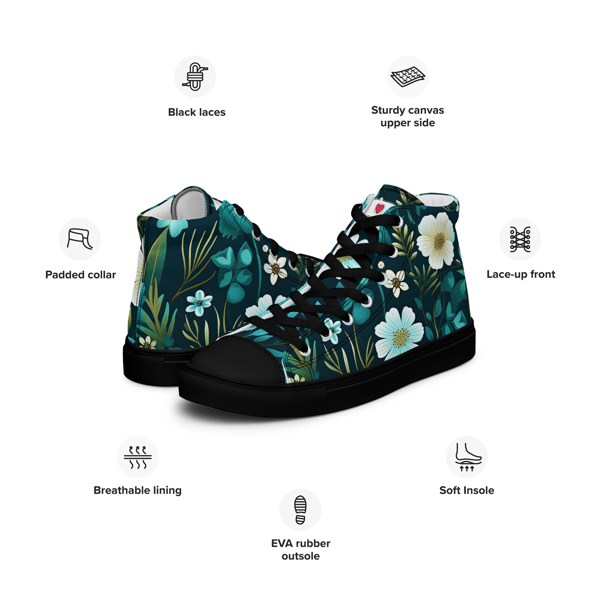 Floral Lover's Women's Botanical Style High Top Sneakers