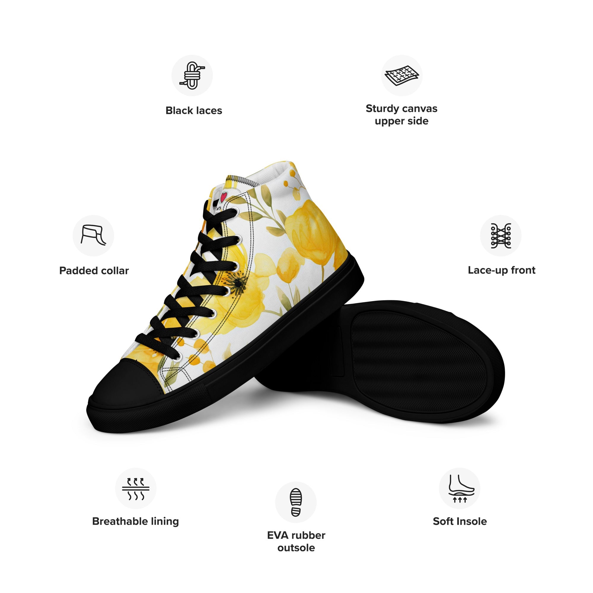 Floral Lover's Women's Botanical Style High Top Sneakers