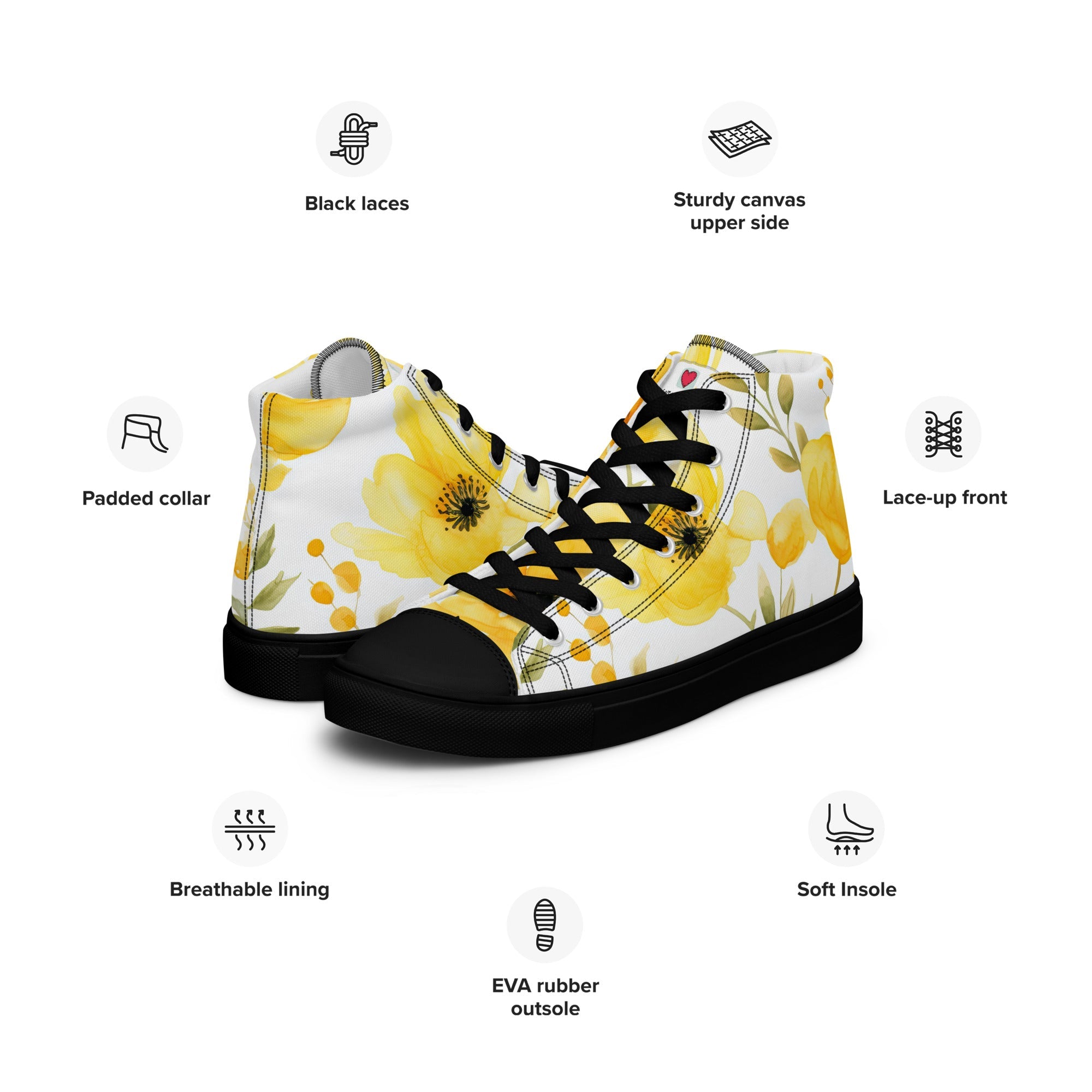 Floral Lover's Women's Botanical Style High Top Sneakers