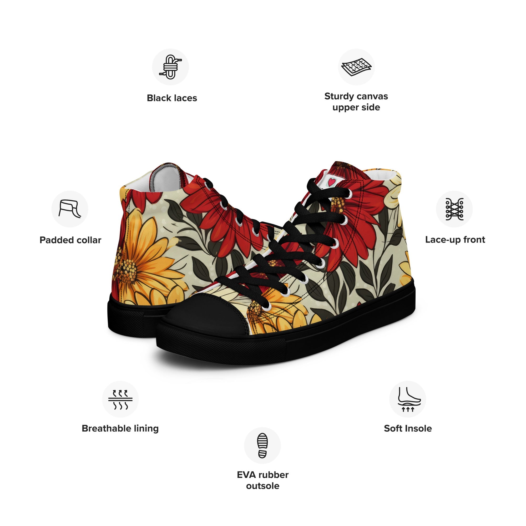 Floral Lover's Women's Botanical Style High Top Sneakers