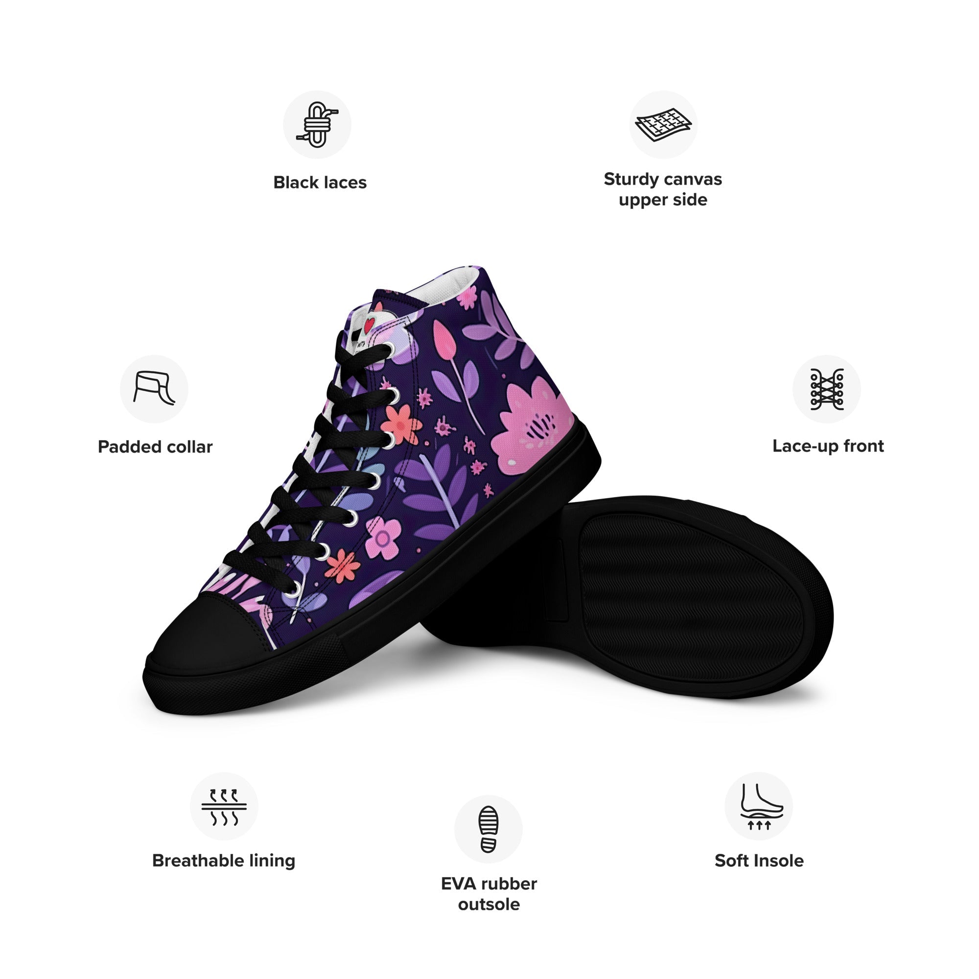 Floral Lover's Women's Botanical Style High Top Sneakers