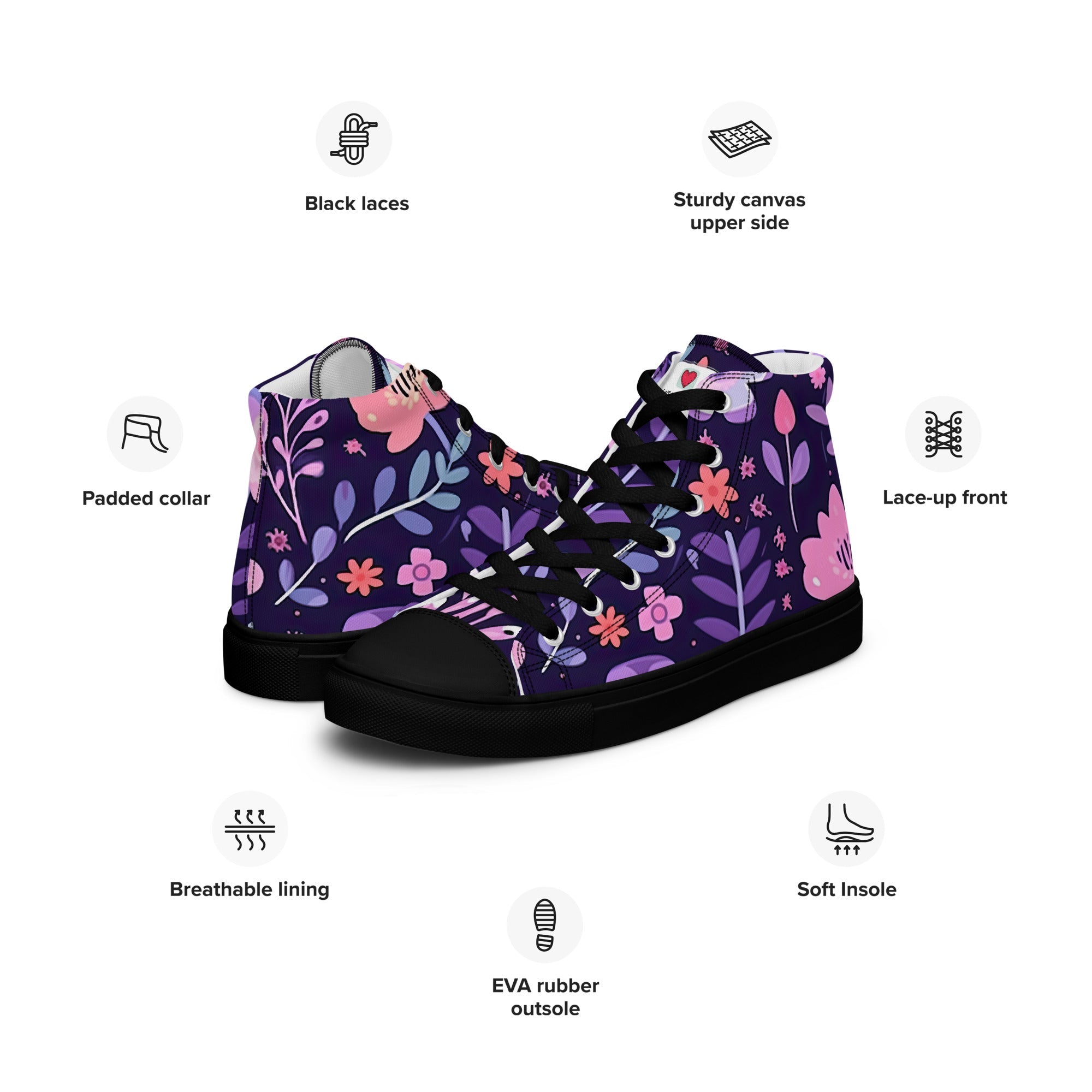 Floral Lover's Women's Botanical Style High Top Sneakers