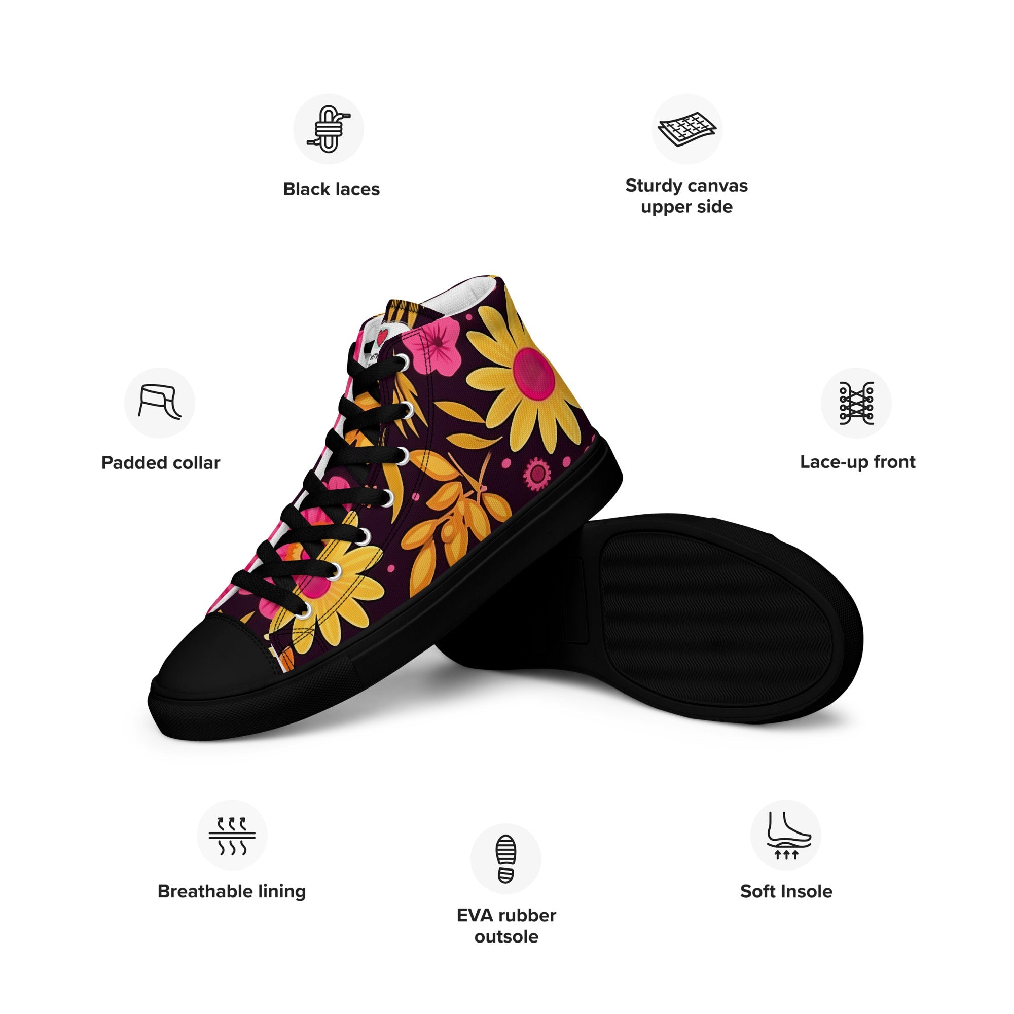 Floral Lover's Women's Botanical Style High Top Sneakers