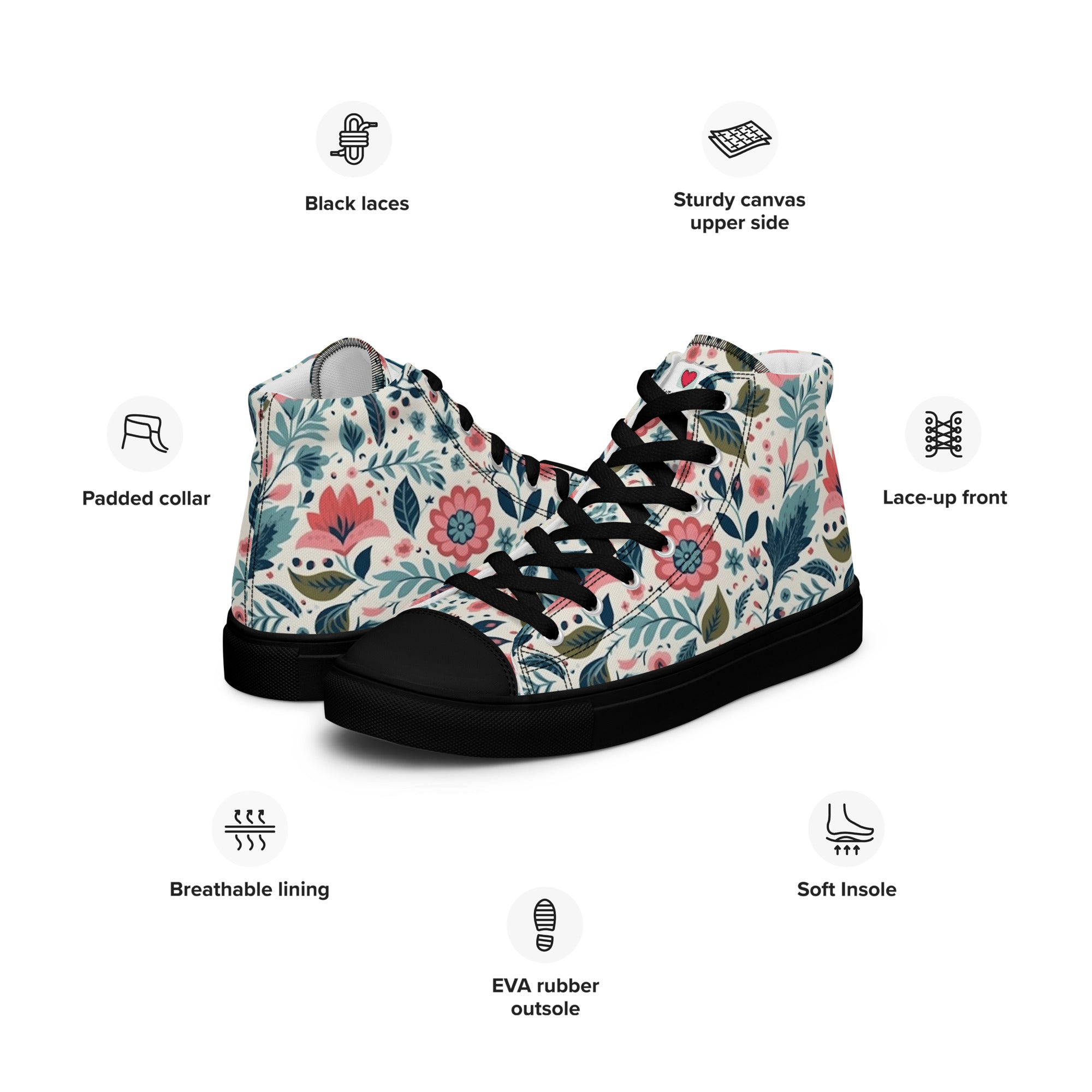 Floral Lover's Women's Botanical Style High Top Sneakers