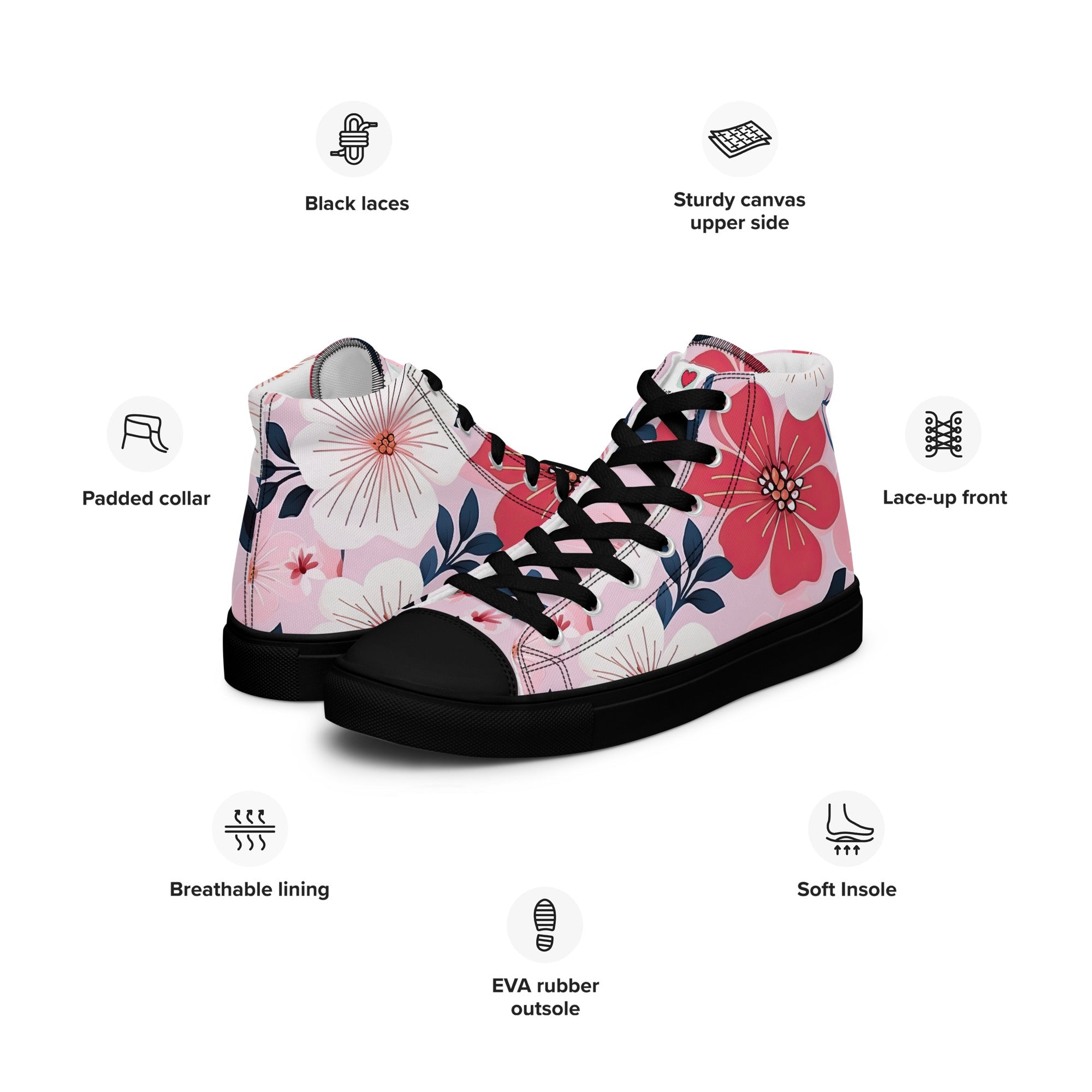 Floral Lover's Women's Botanical Style High Top Sneakers