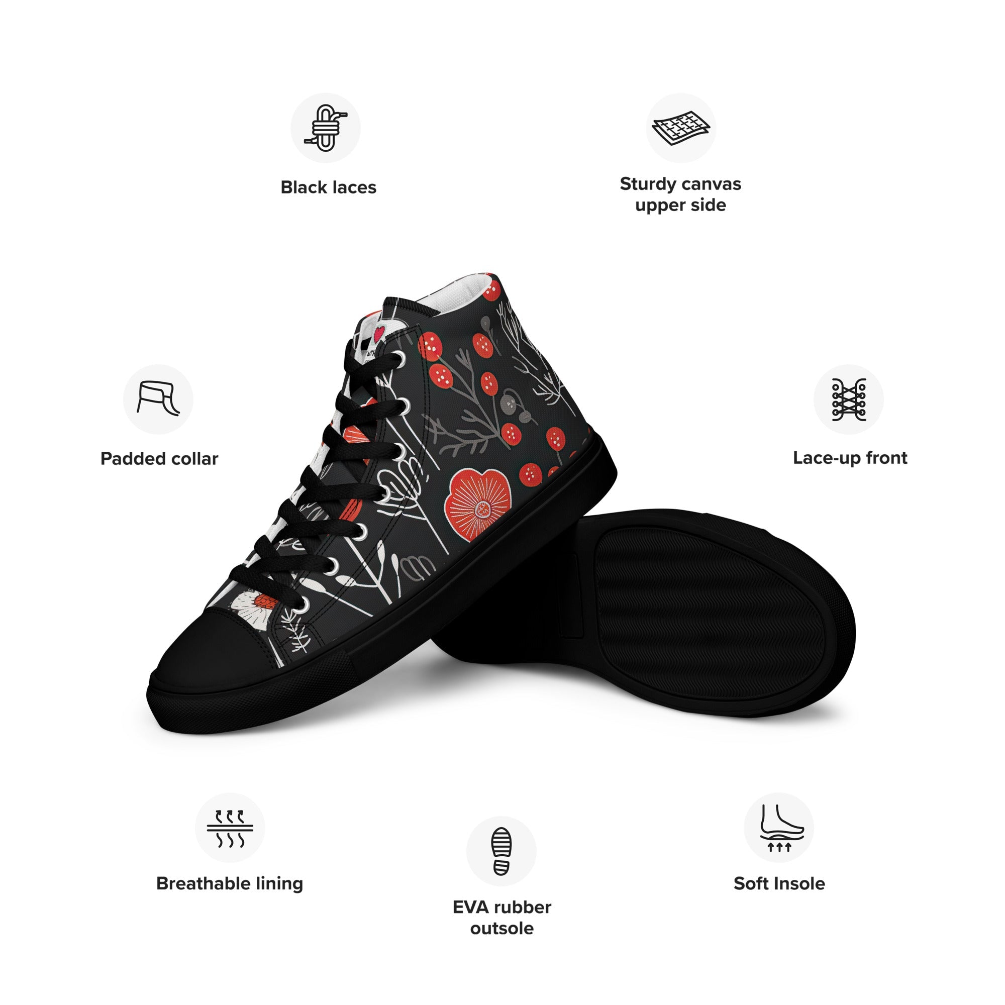 Floral Lover's Women's Botanical Style High Top Sneakers