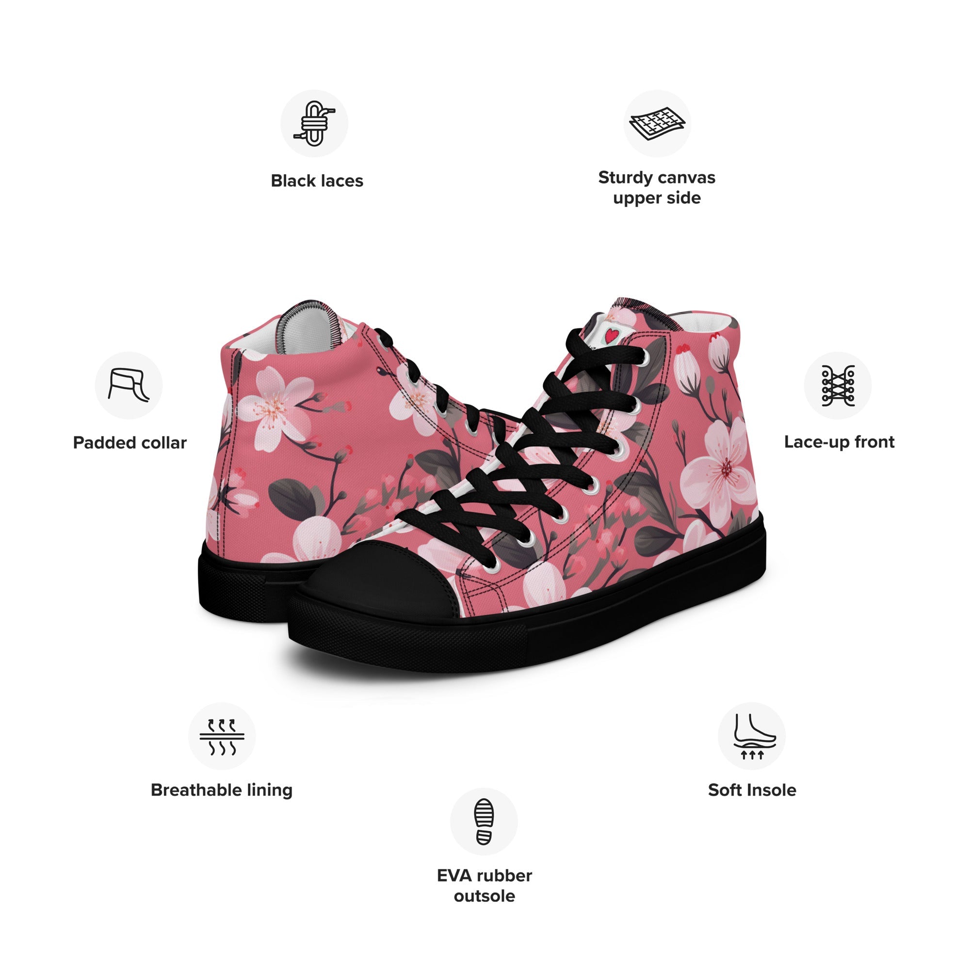 Floral Lover's Women's Botanical Style High Top Sneakers