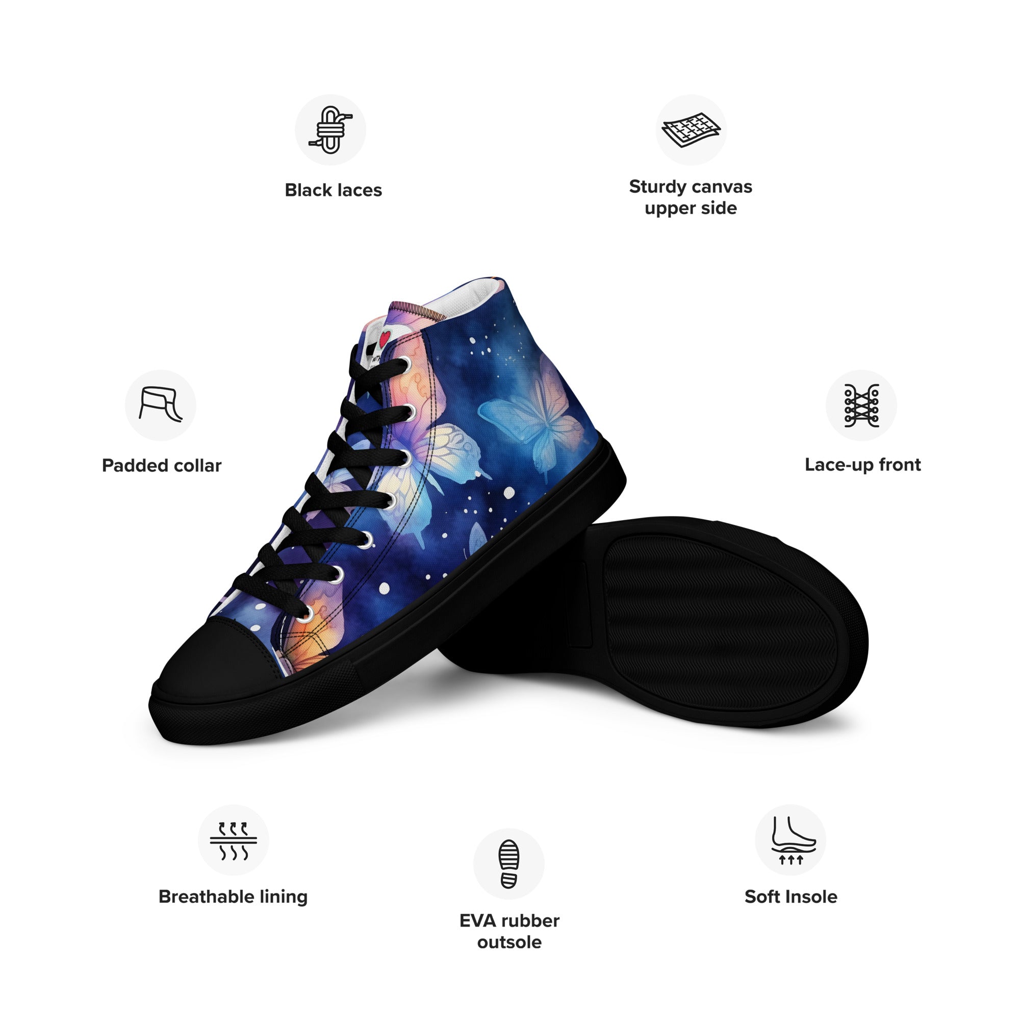 Butterfly Lover's Stylish Yet Durable Women's High Top Sneakers
